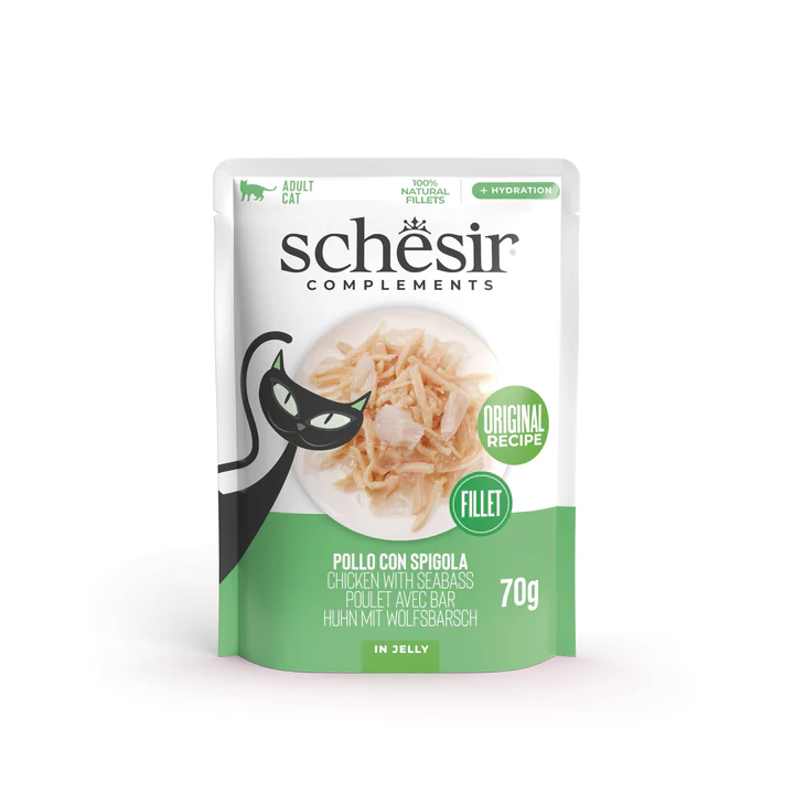 Schesir Cat Filetti di Pollo con Spigola in Gelatina 70g