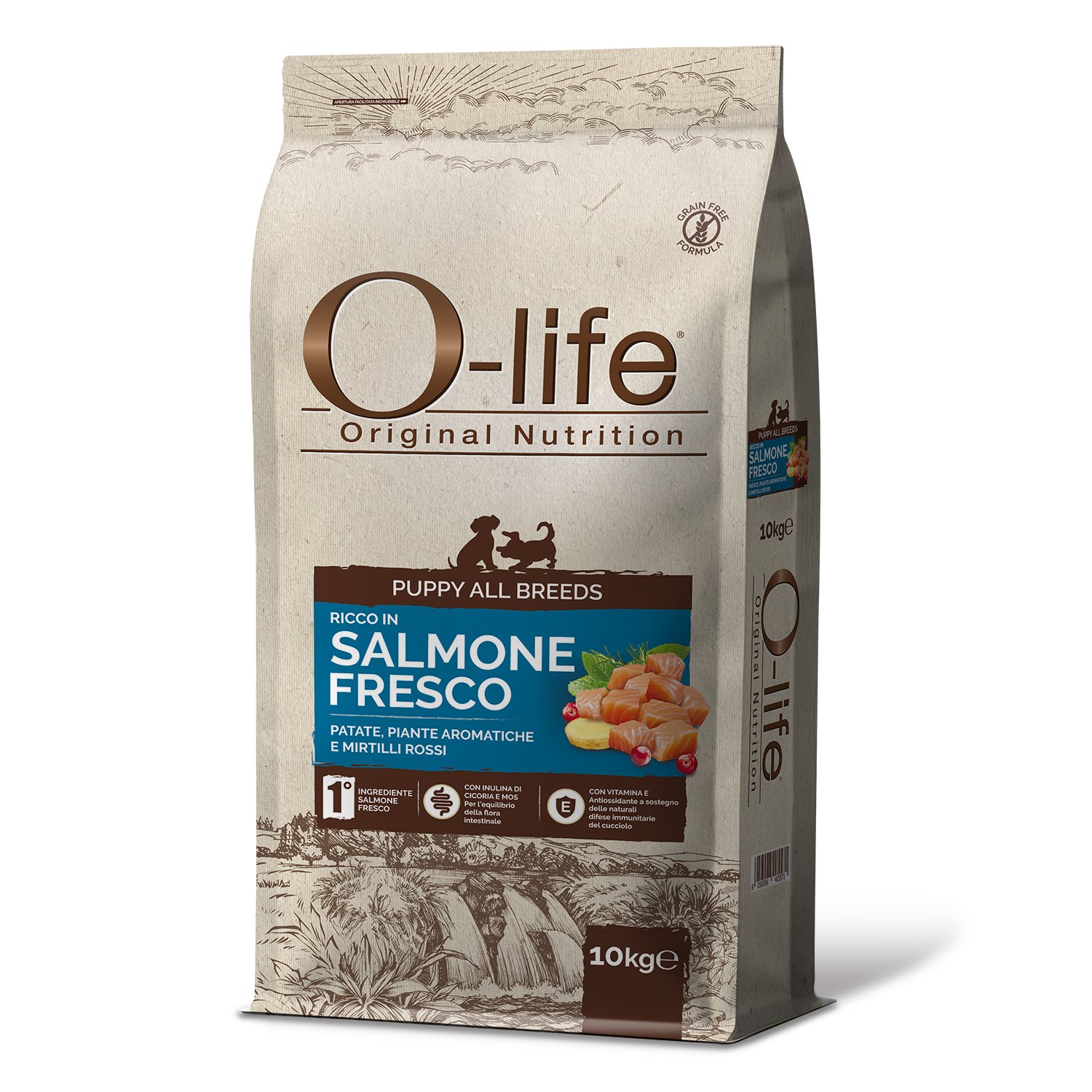 O-life Dog Puppy All Breeds con Salmone Fresco 10 kg