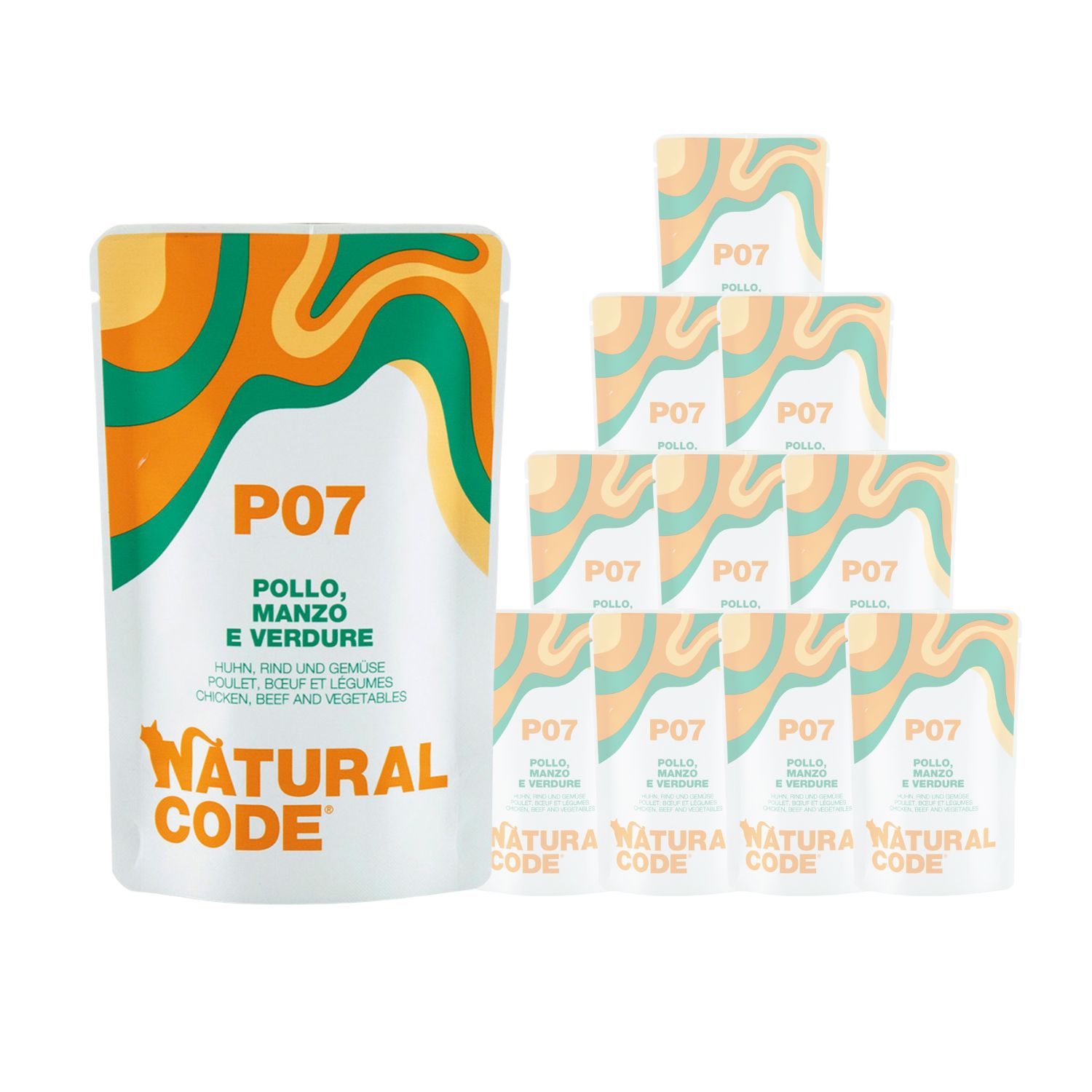 Natural Code Cat Pollo, Manzo e Verdure busta 70g