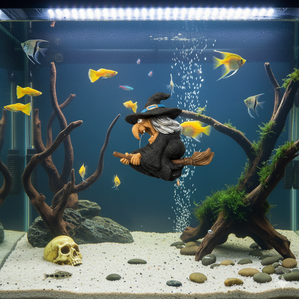 Askoll Decorazione acquario Strega con ventosa 9,5x3,5x8 cm