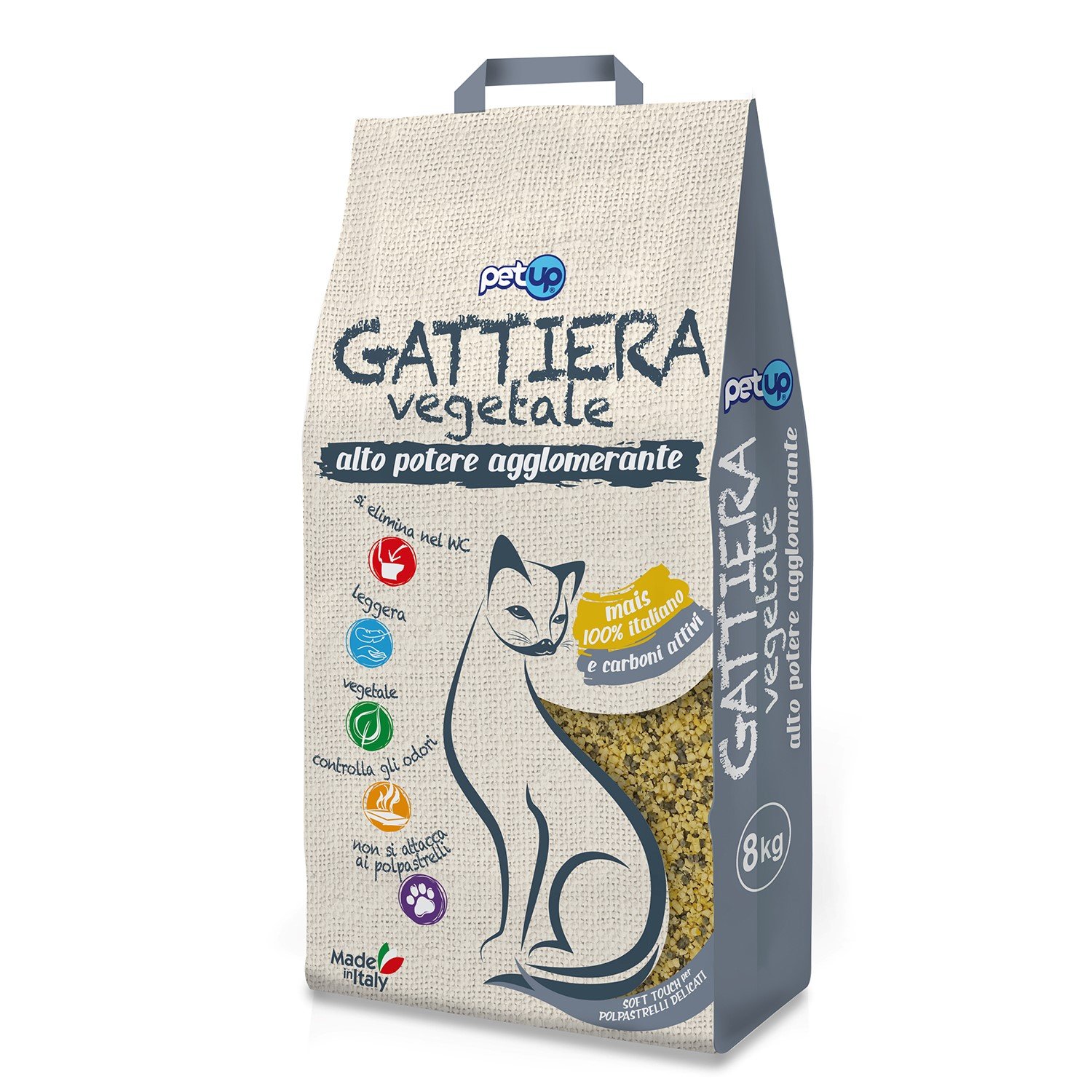 Petup Gattiera Vegetale Mais e carboni attivi 8 kg