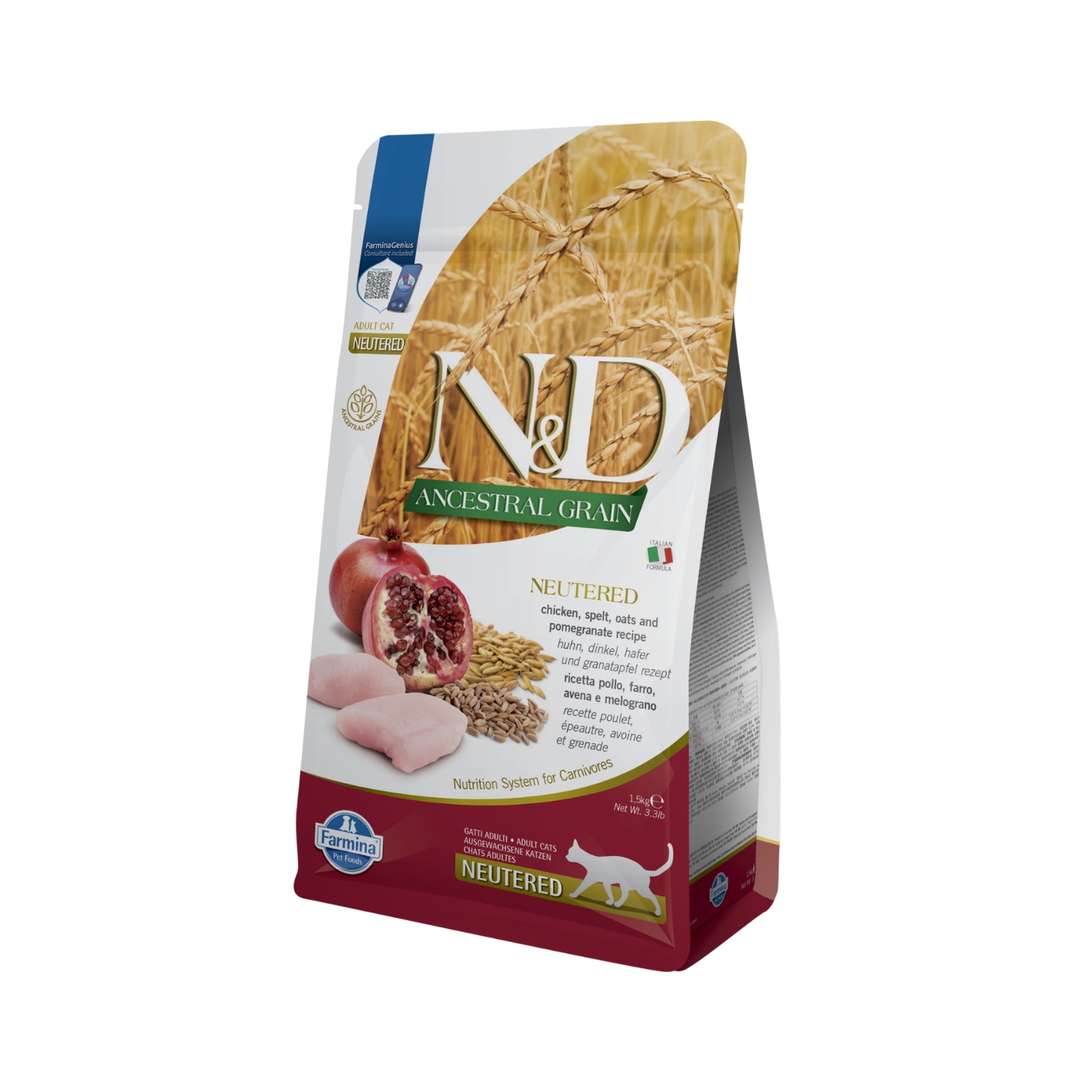 N&D Farmina Farmina N&D Ancestral Grain Cat Sterilised Pollo Farro Avena e Melograno 1,5 kg