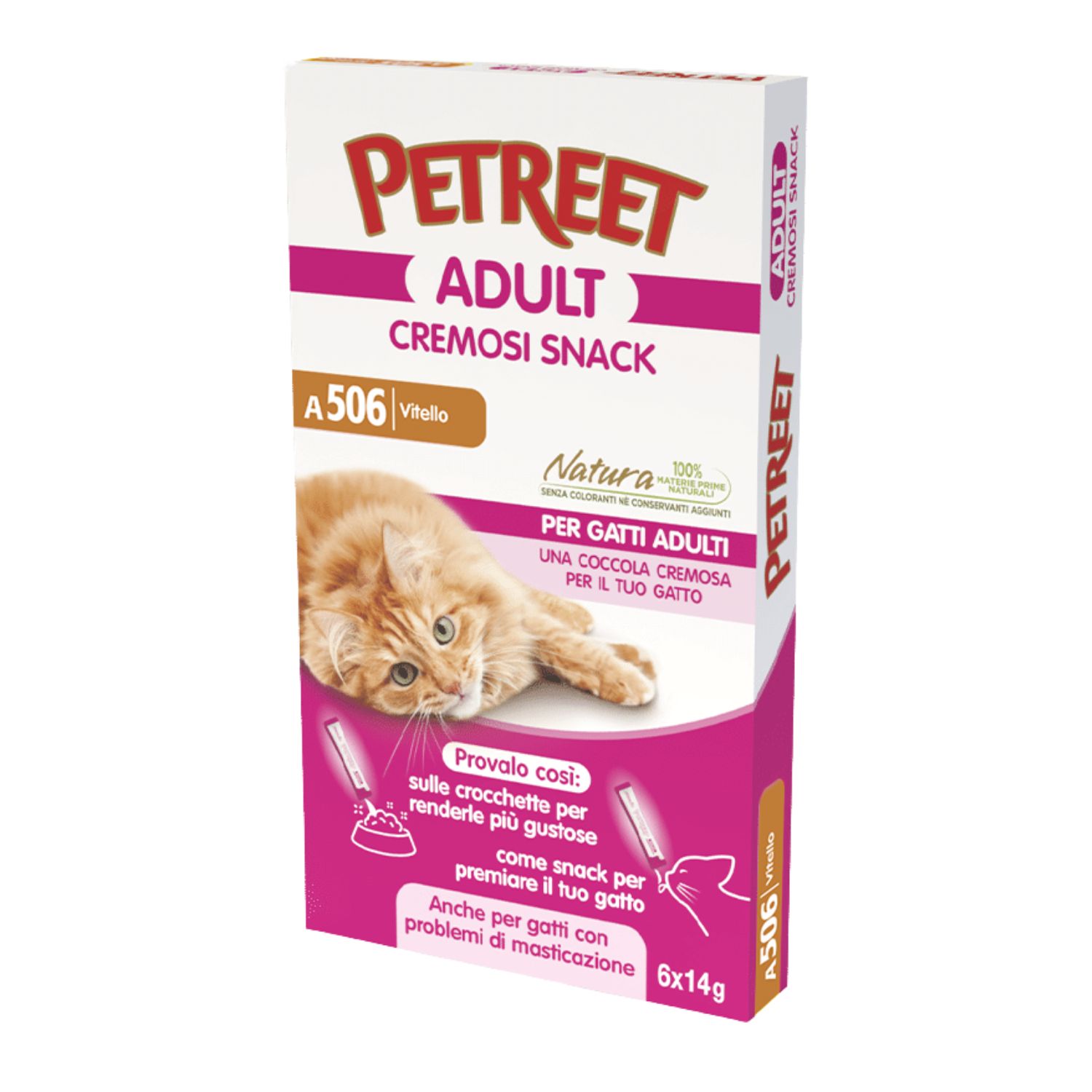 Petreet Cat Adult Snack cremosi con vitello 6 pz x 14 gr img