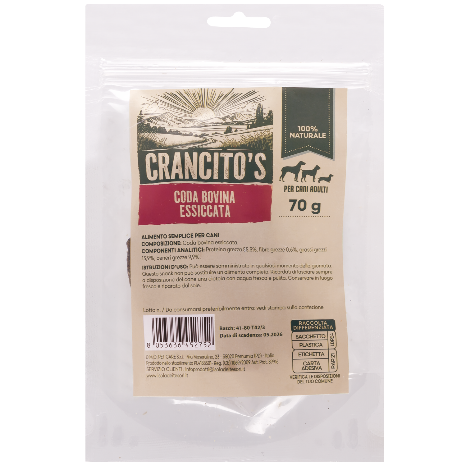Crancito's Dog Adult Coda bovina essiccata 70 gr