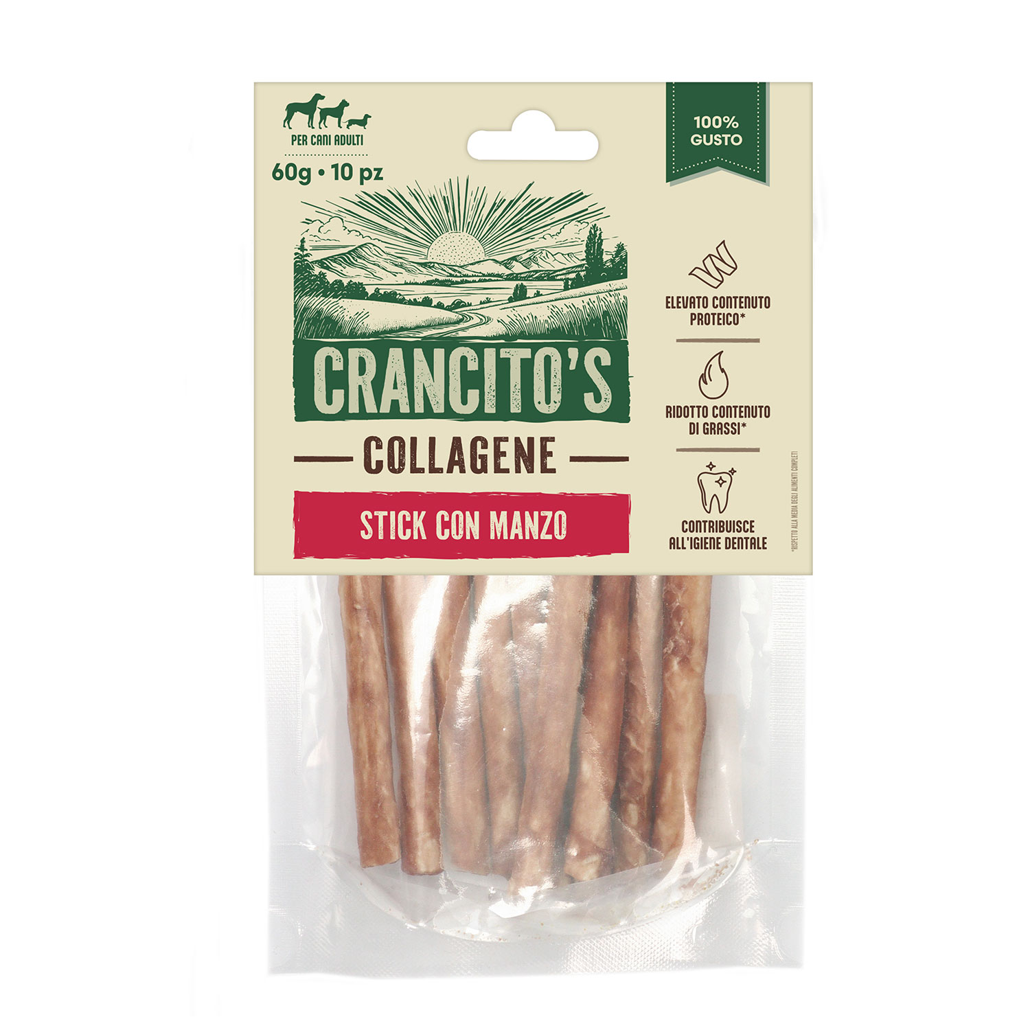 Crancito's Collagene Dog Snack Stick con manzo 60gr 10pz