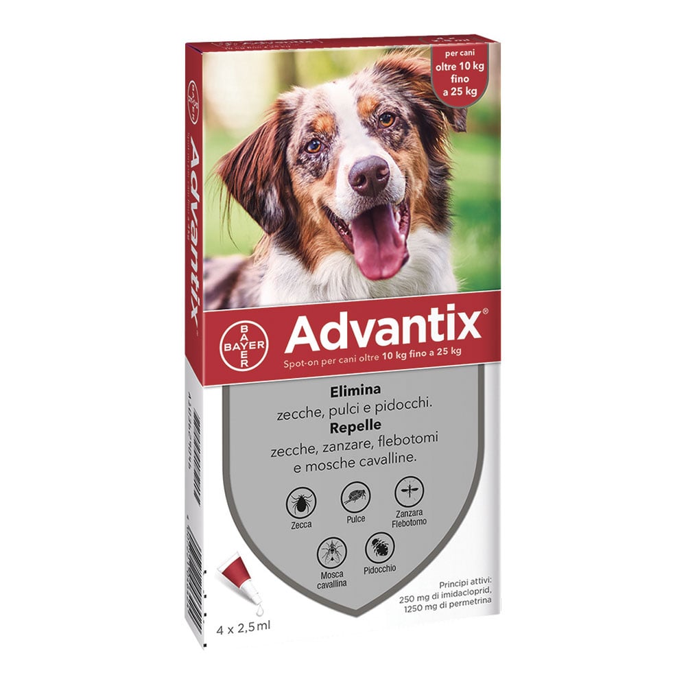 Advantix Spot On Antiparassitario Cane 10-25kg 4 pipette img