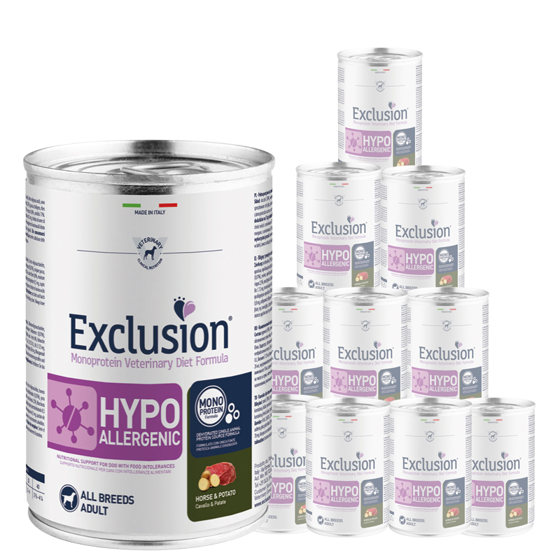 Exclusion Monoprotein Veterinary Diet Dog Hypoallergenic Horse Potato 400 gr img