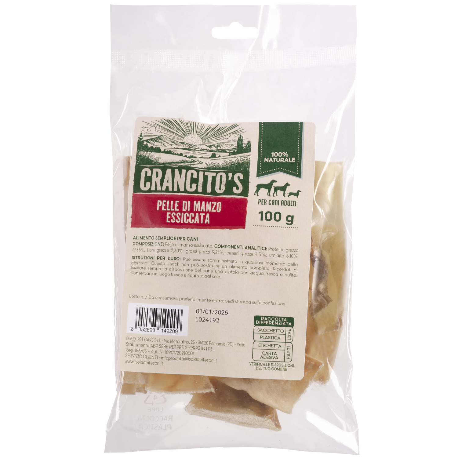 Crancito's Dog Adult pelle di manzo essiccata 100gr