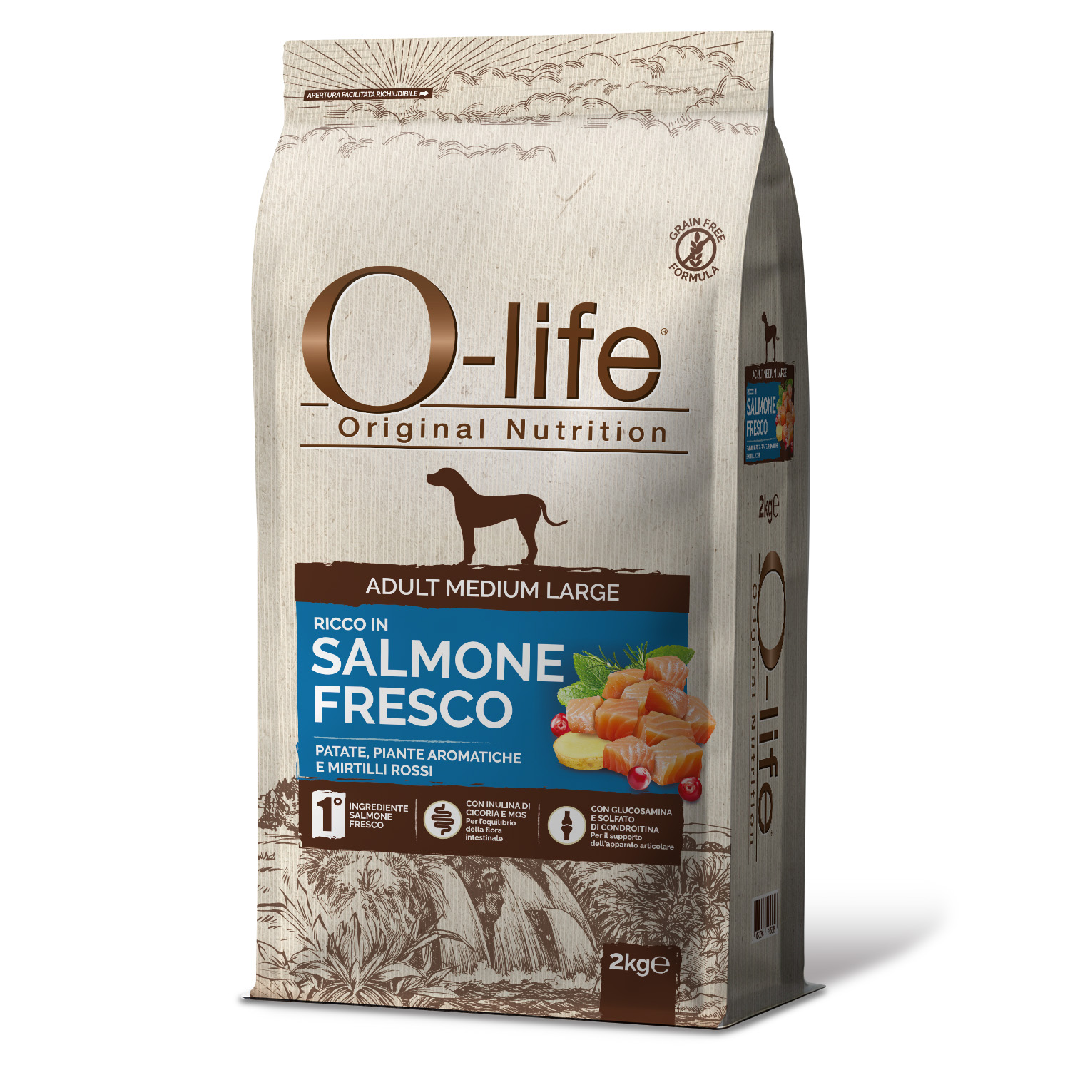 O-life Dog Adult Medium Adult con Salmone Fresco 2 kg