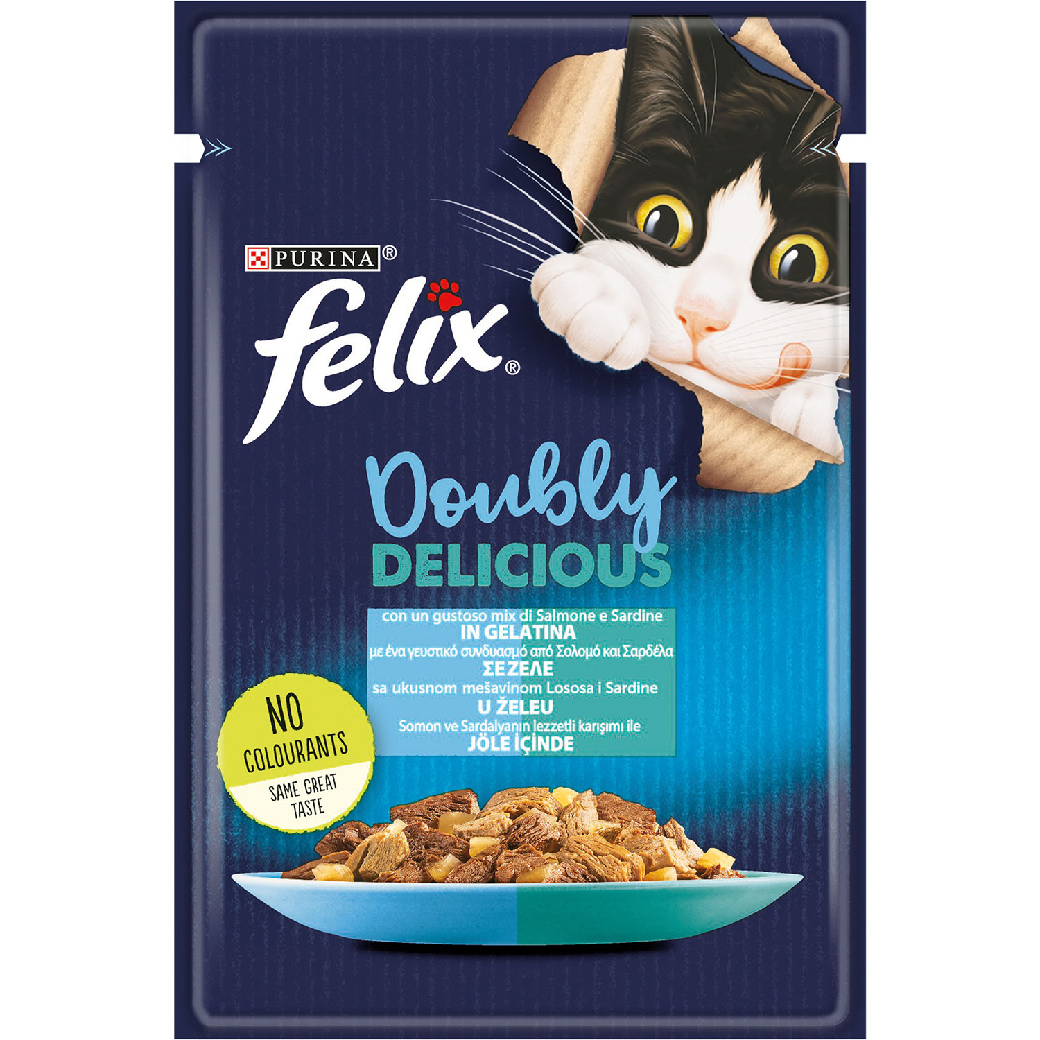 Felix Doubly Delicious con Sardine e Salmone in gelatina 85 gr