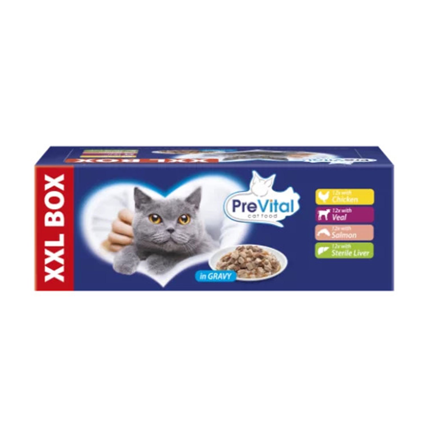 Prevital Cat Sterilised Multipack Pollo Salmone Vitello e Fegato in salsa 48 x100gr