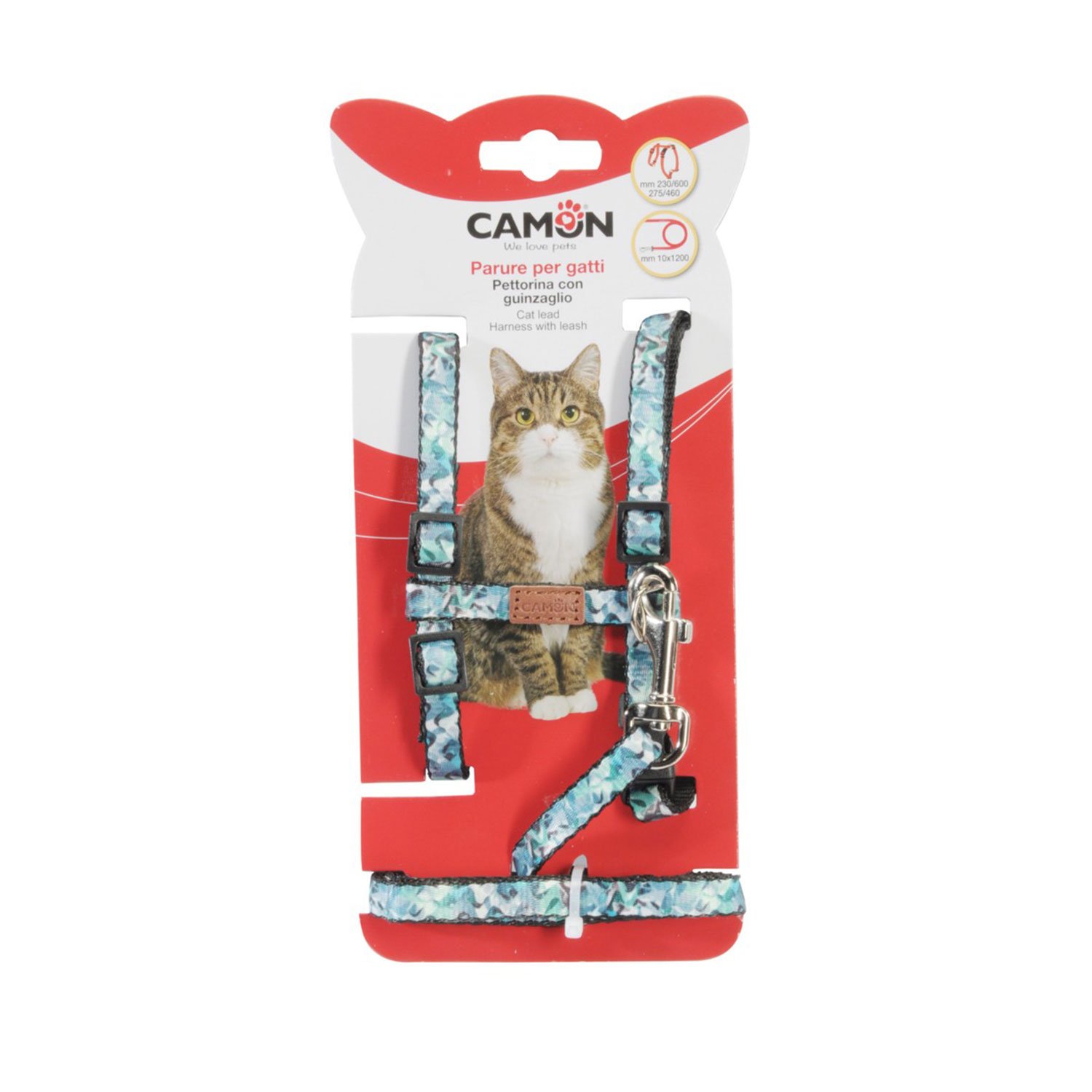 Camon Parure pettorina ah H con guinzaglio per gatti Jungle