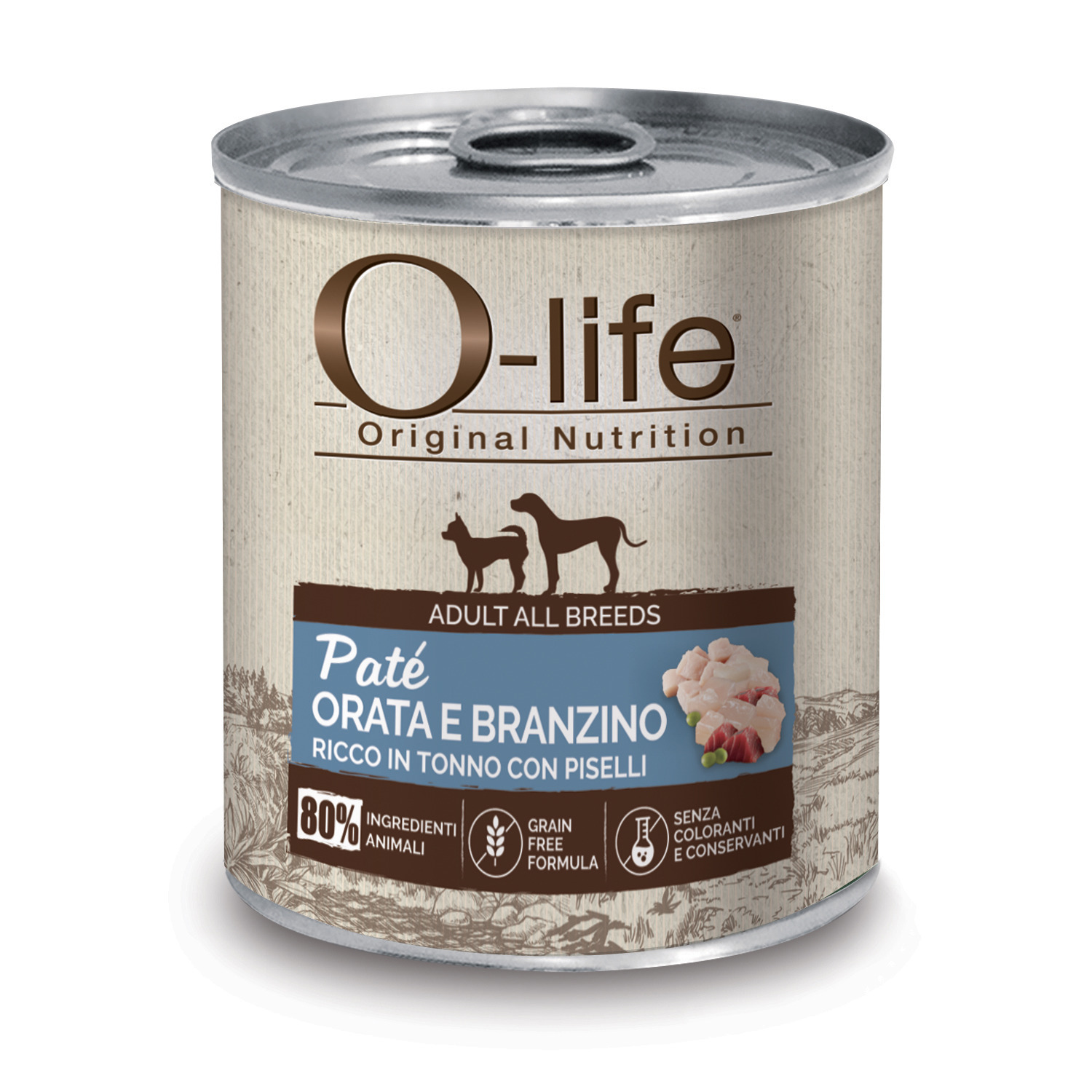 O-life Adult All Breeds Paté Orata e Branzino con Piselli 400g