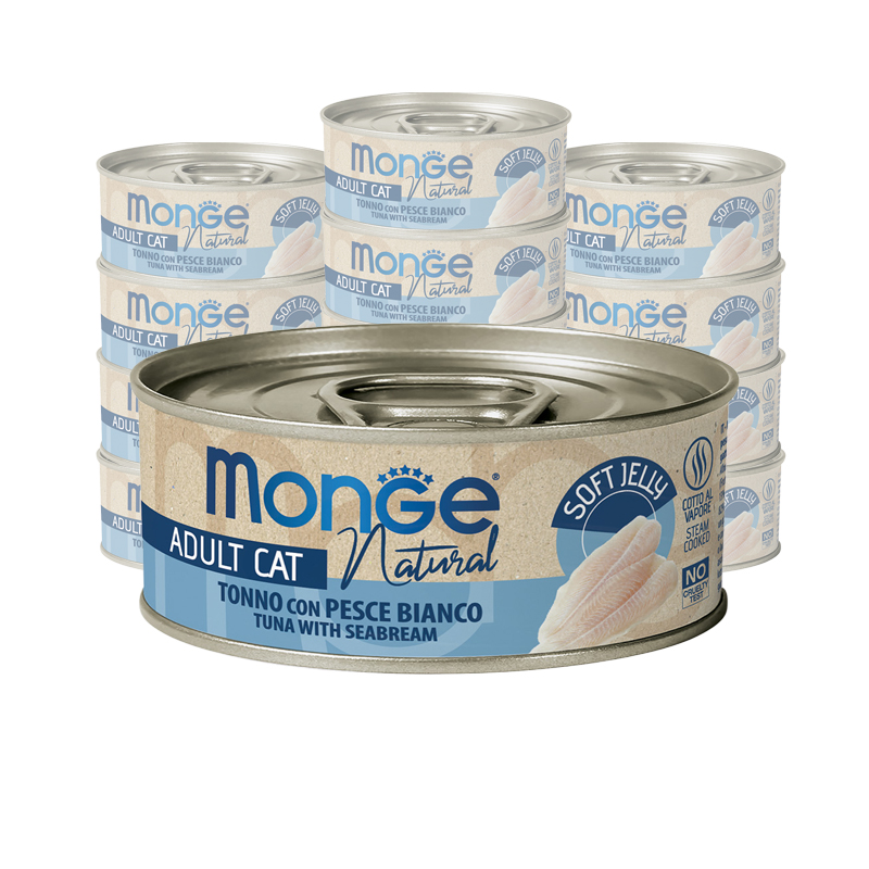 Monge Jelly Cat Adult Natural Tonno con Pesce Bianco 80 gr