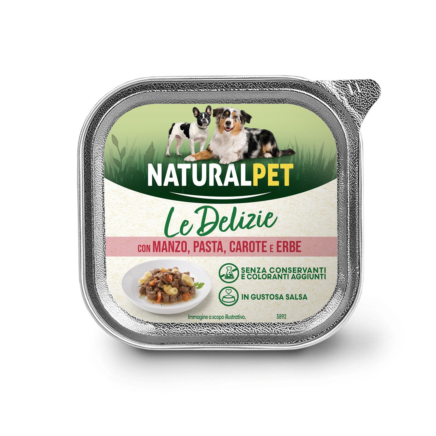 Naturalpet Le Delizie Dog Adult con manzo, pasta, carote ed erbe 150gr