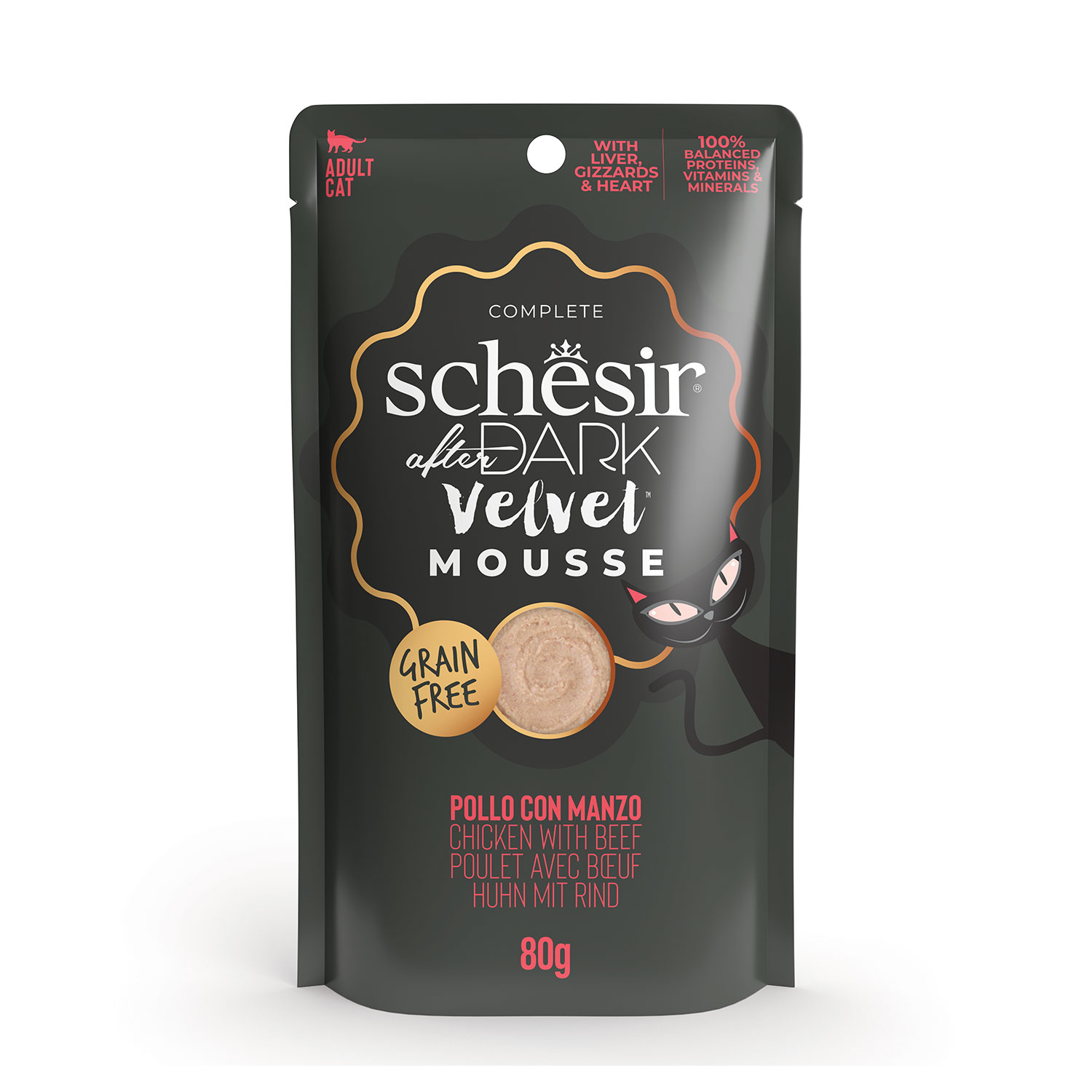 Schesir After Dark Cat Adult Velvet Mousse Pollo con Manzo 80 gr