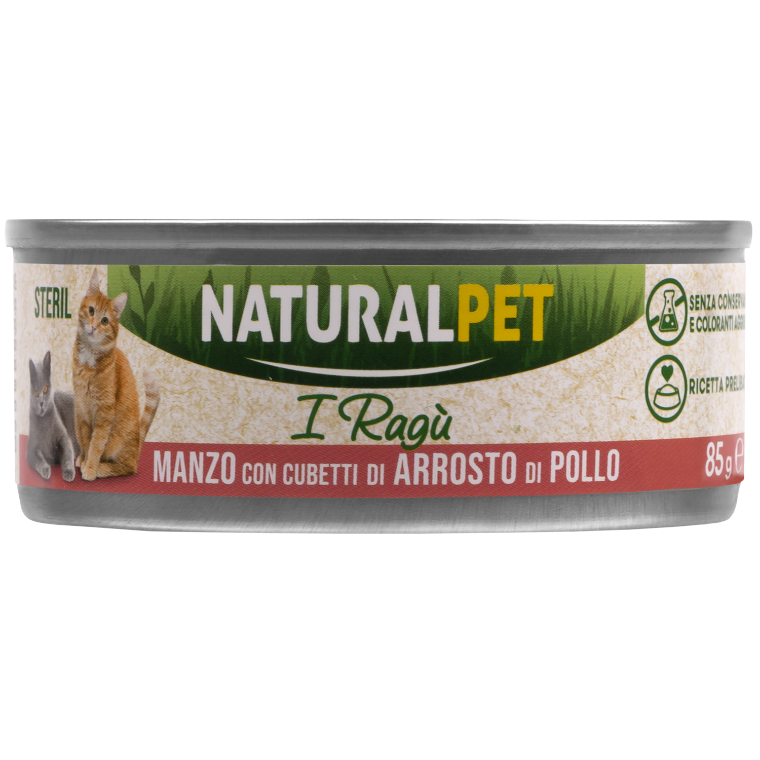 Naturalpet Cat Sterilised I ragù Manzo con cubetti di arrosto di pollo 85gr