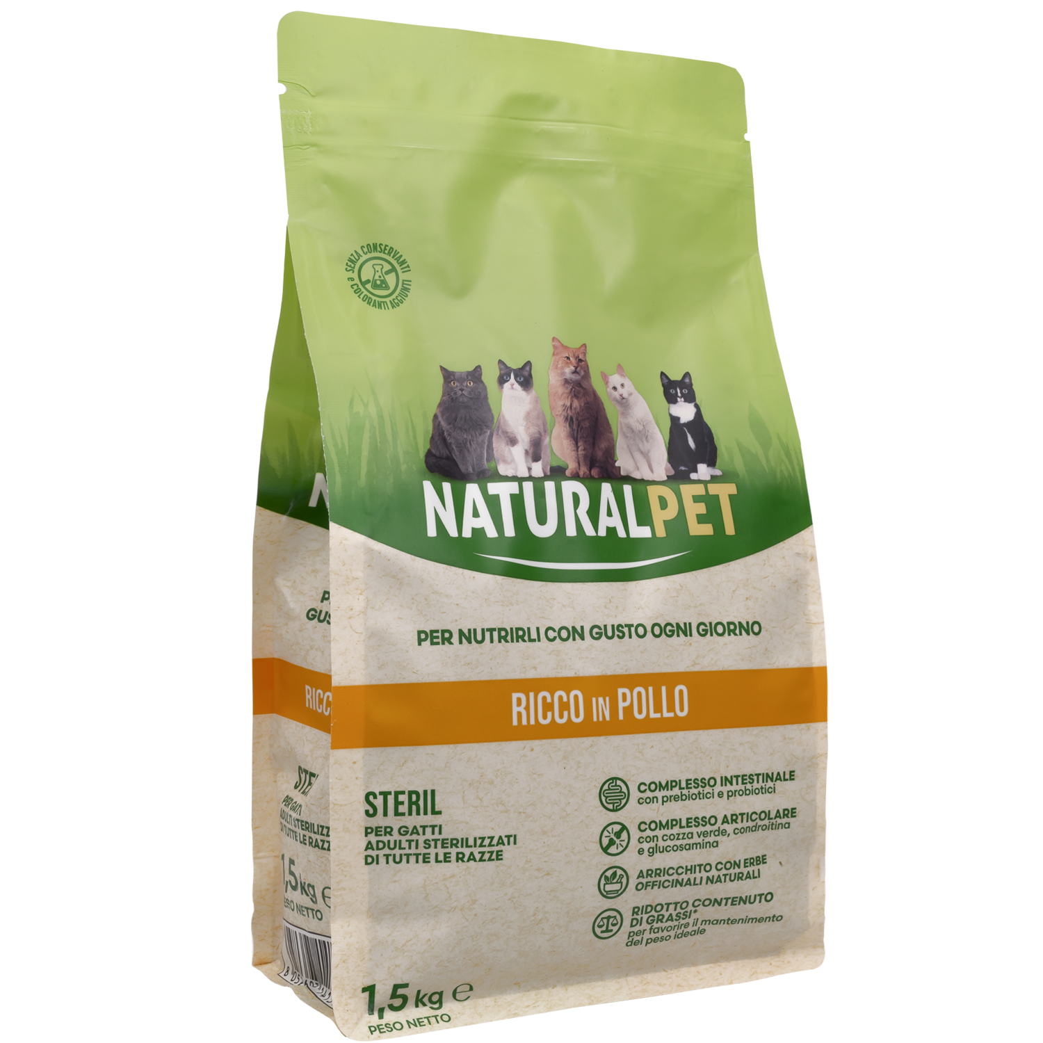 Naturalpet Cat Adult Sterilised ricco in Pollo 1,5 kg