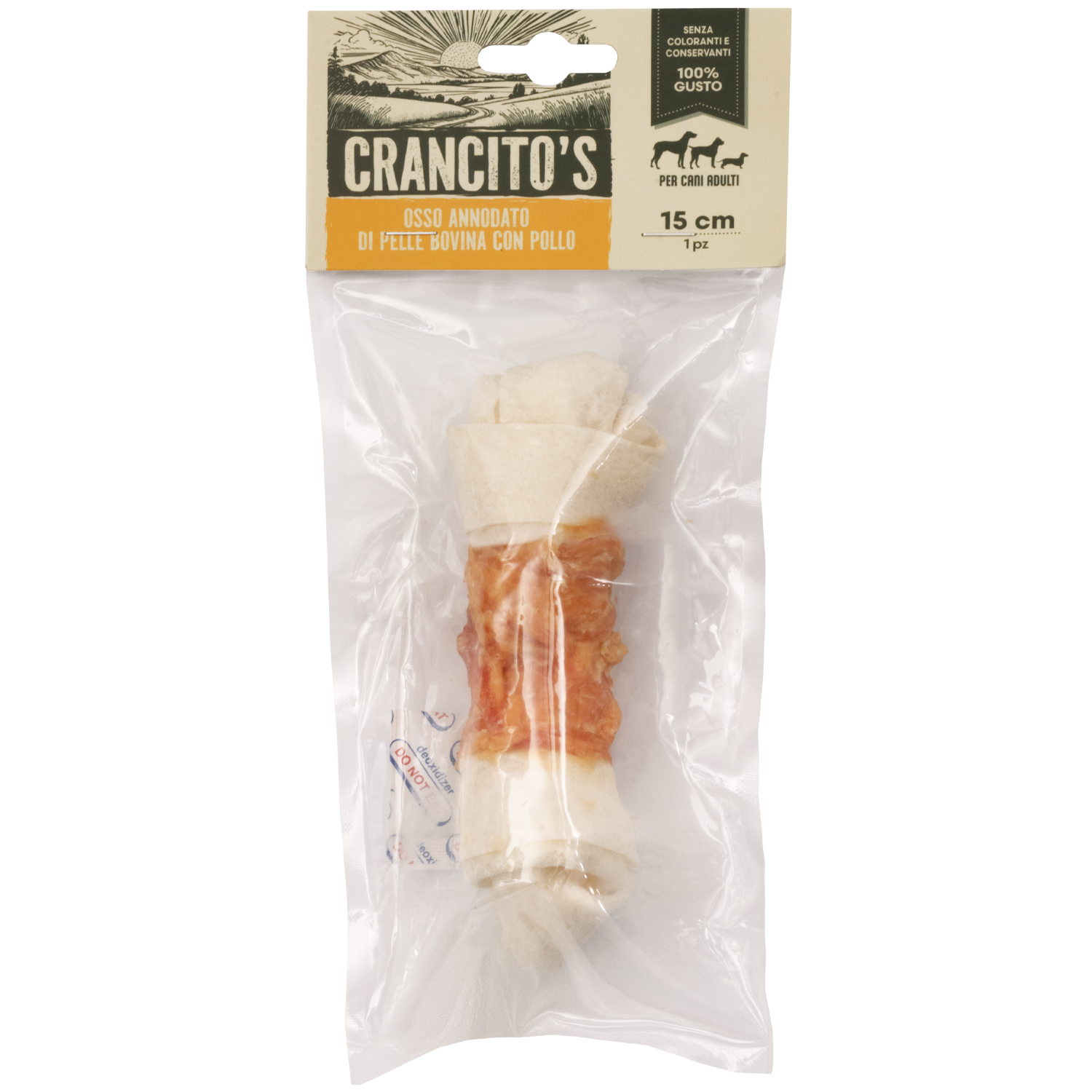 Crancito's Dog Adult Osso annodato di pelle bovina con pollo 15cm 1pz