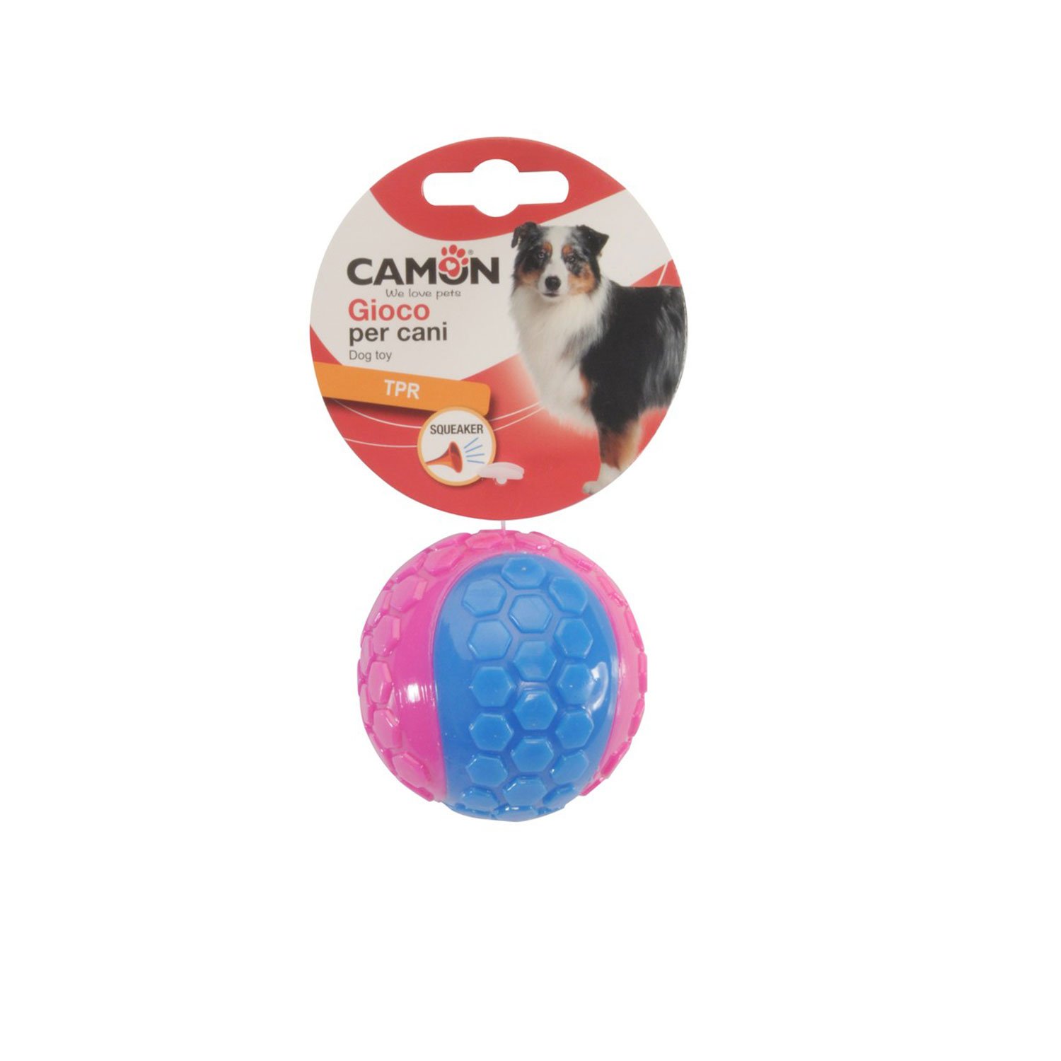 Camon Gioco palla da baseball in TPR con squeacker per cani 8cm