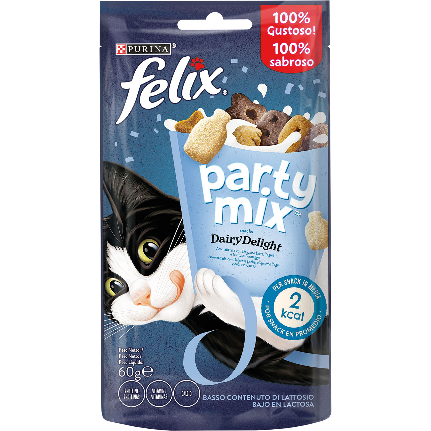 Felix Party Mix Snack Cat Dairy Delight con Latte Yogurt e Formaggio 60 gr