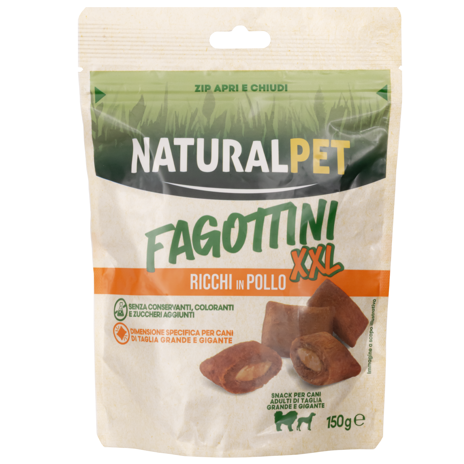 Naturalpet Dog Adult Fagottini ricchi in Pollo XXL 150gr