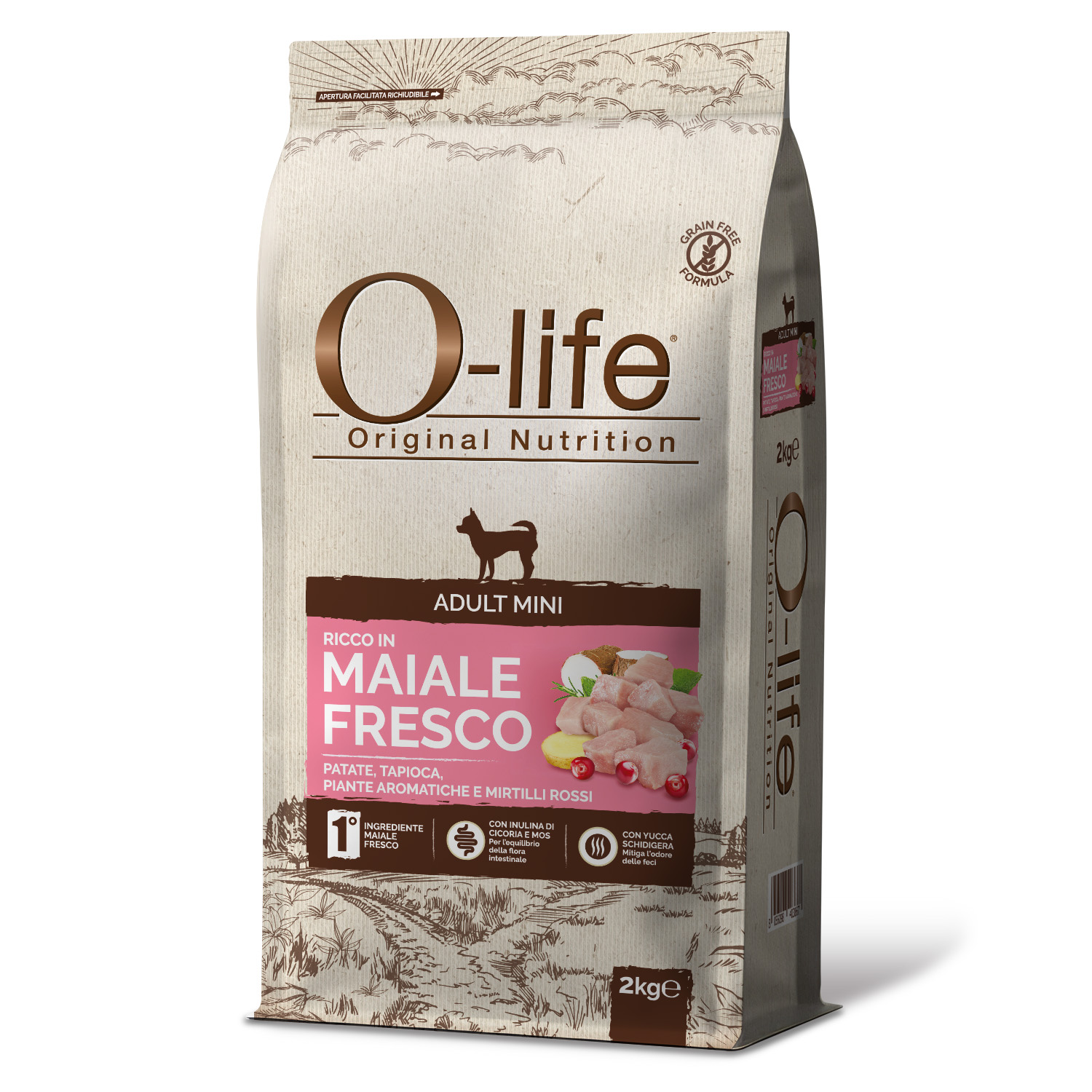 O-life Dog Adult Mini con Maiale Fresco 2 kg