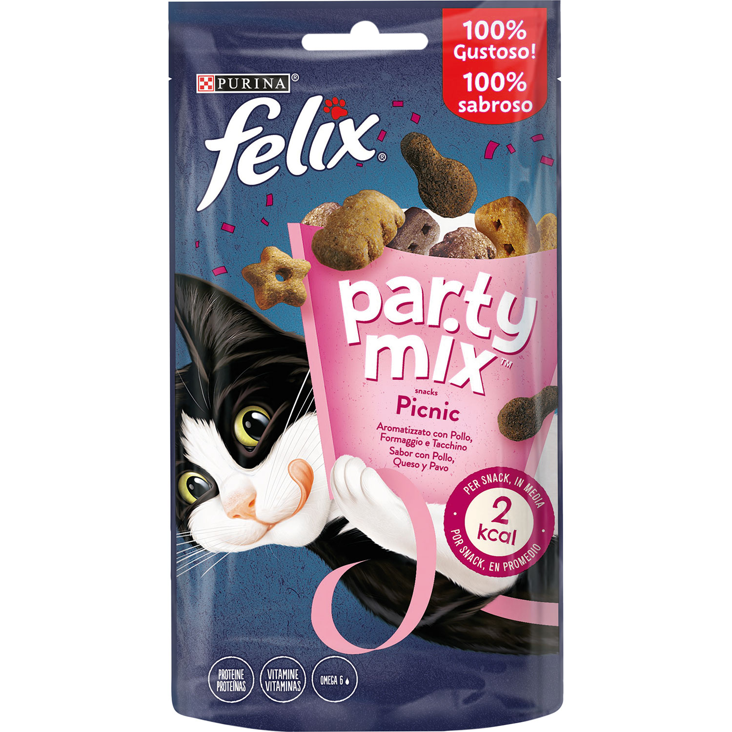 Felix Party Mix Snack Cat Picnic Mix con Pollo Formaggio e Tacchino 60 gr