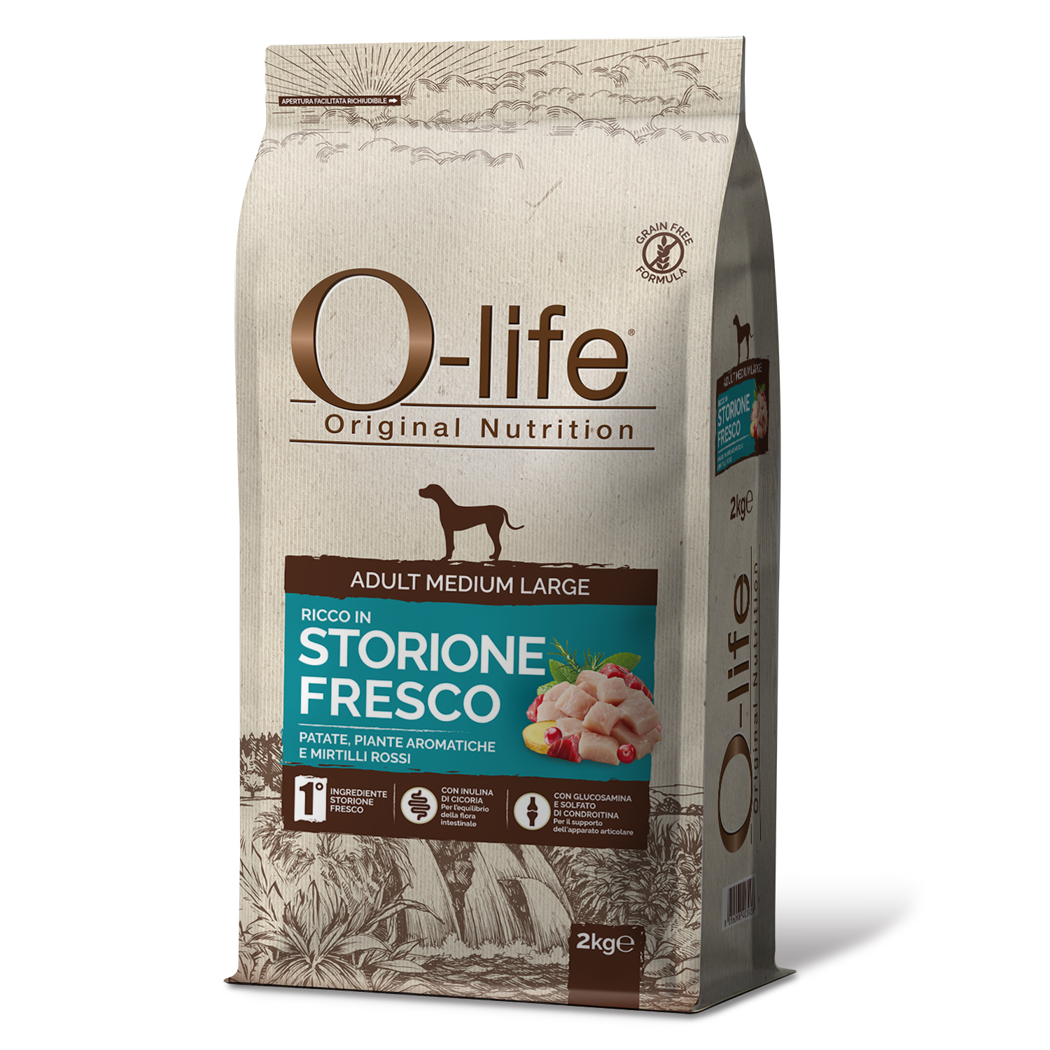 O-life Dog Adult Medium Large con Storione Fresco 2 kg