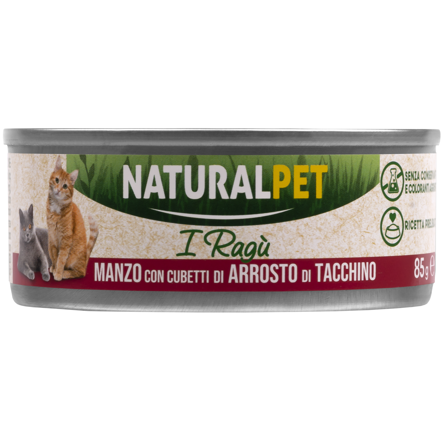 Naturalpet Cat I ragù Manzo con cubetti di arrosto di tacchino 85gr