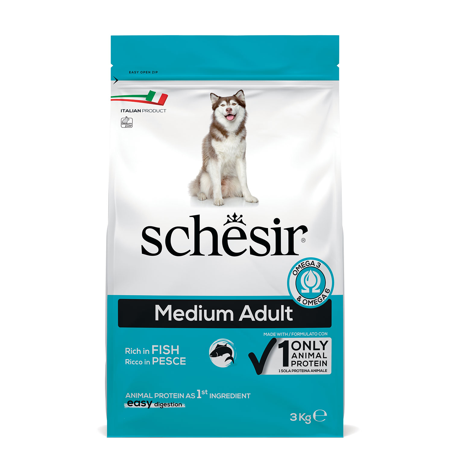Schesir Dog Medium Adult ricco in Pesce 3 kg