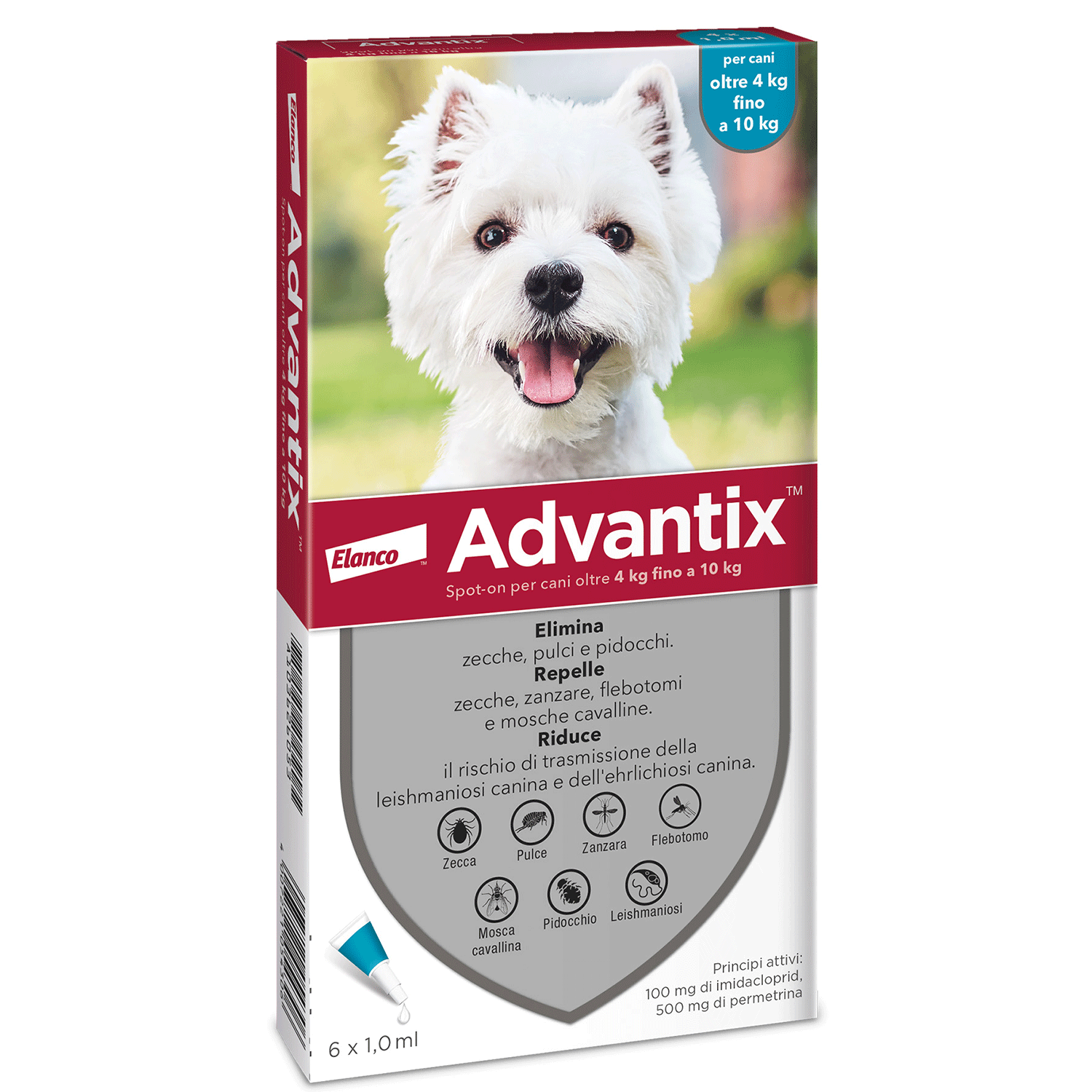 Advantix Spot On Antiparassitario Cane 4-10kg 6 pipette img 1