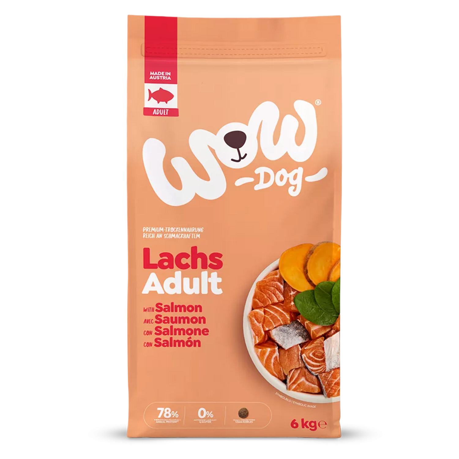 Wow Dog Adult Salmone con spinaci e patate dolci 6kg img