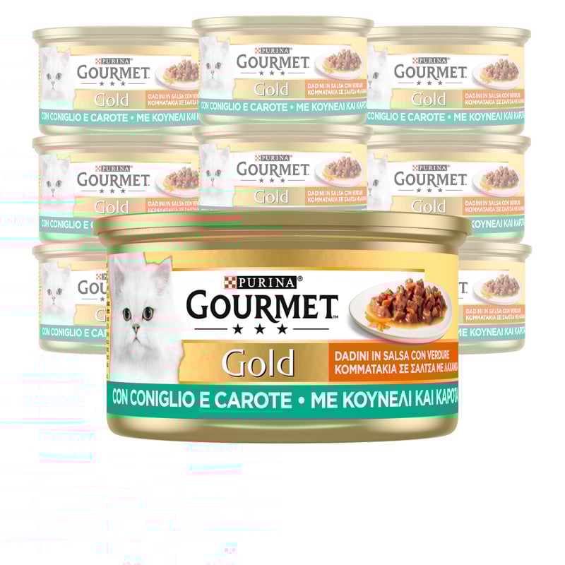 Gourmet Gold Cat Adult Dadini in Salsa con Coniglio e Carote 85 gr