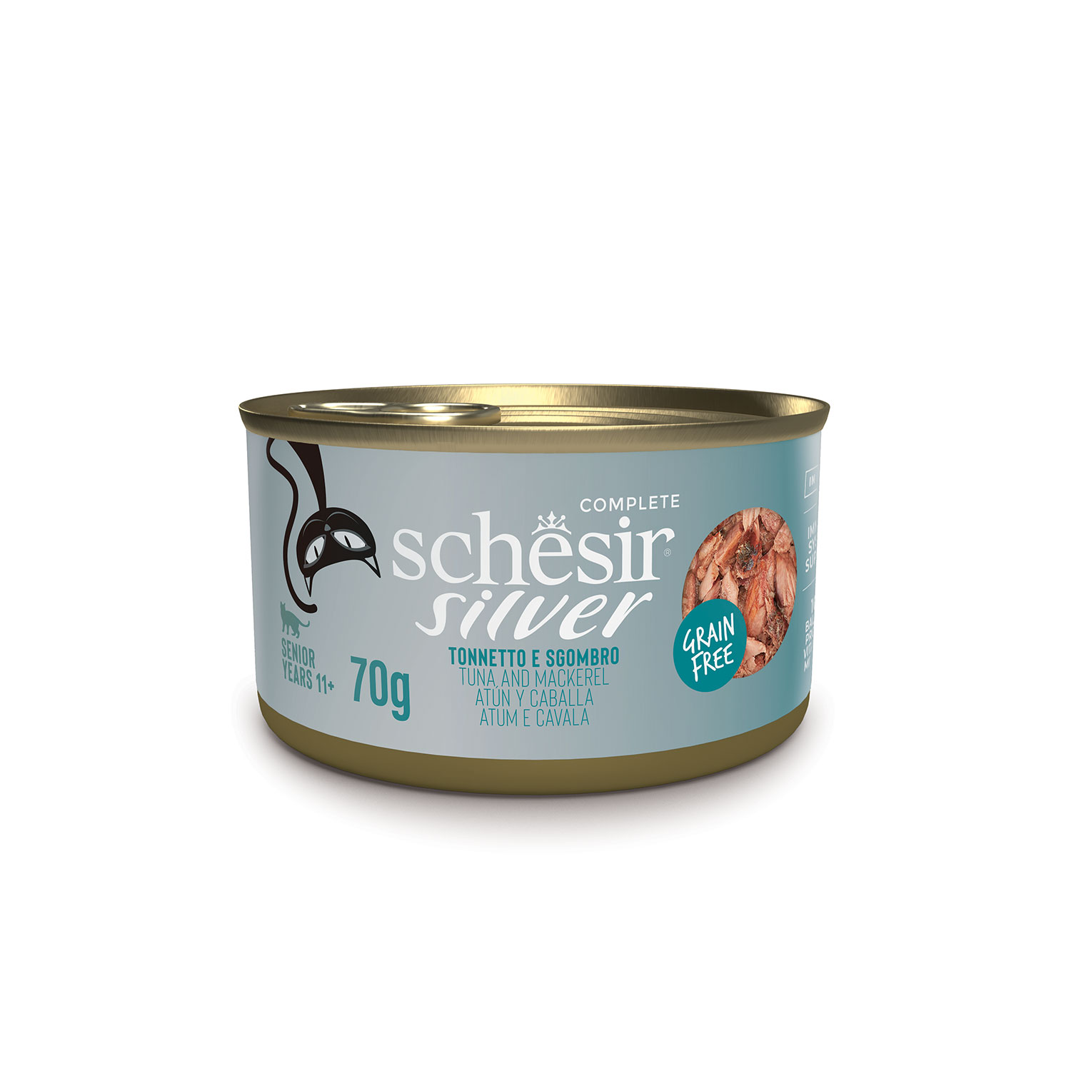 Schesir Silver Cat Doppia Filetti in brodo Tonnetto e sgombro 70 gr