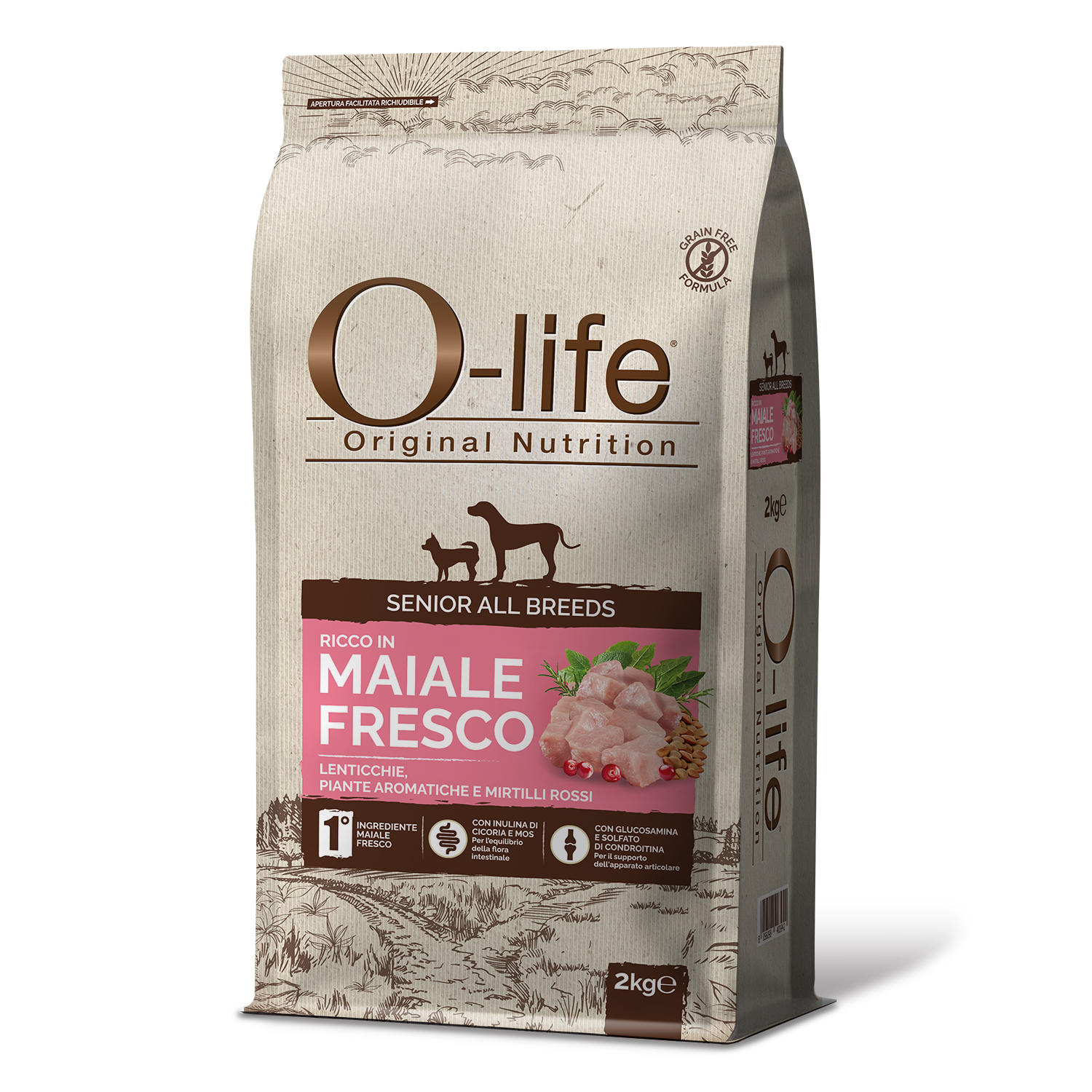 O-life Dog Senior All Breeds con Maiale Fresco 2 kg