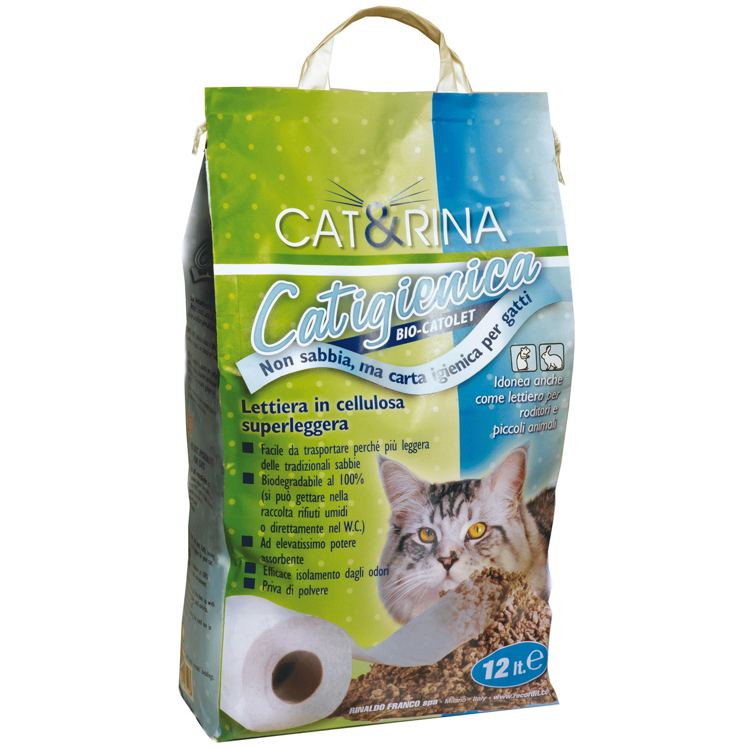 Cat&Rina Catigenica Lettiera per Gatti in Carta Riciclata 12lt