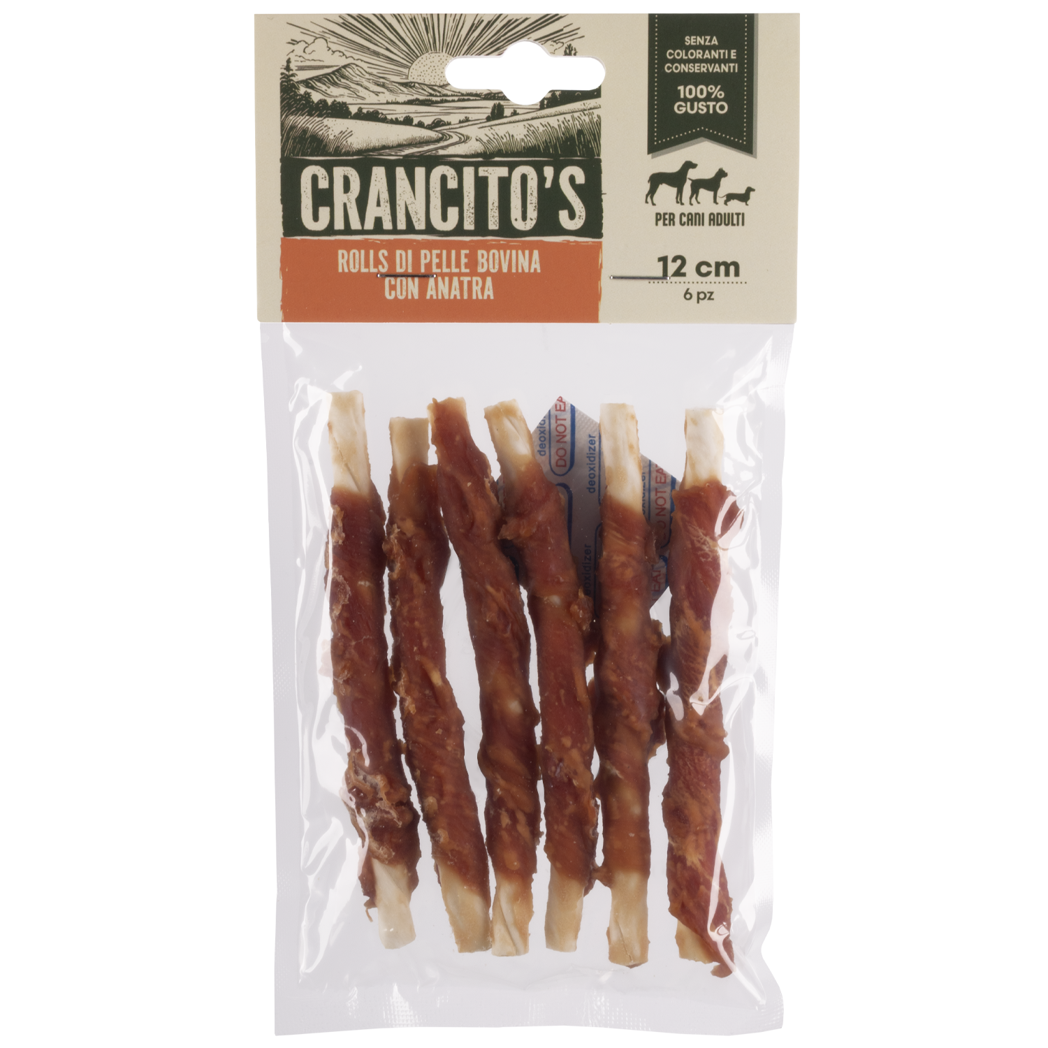 Crancito's Rolls di pelle bovina con anatra 6pz 12cm