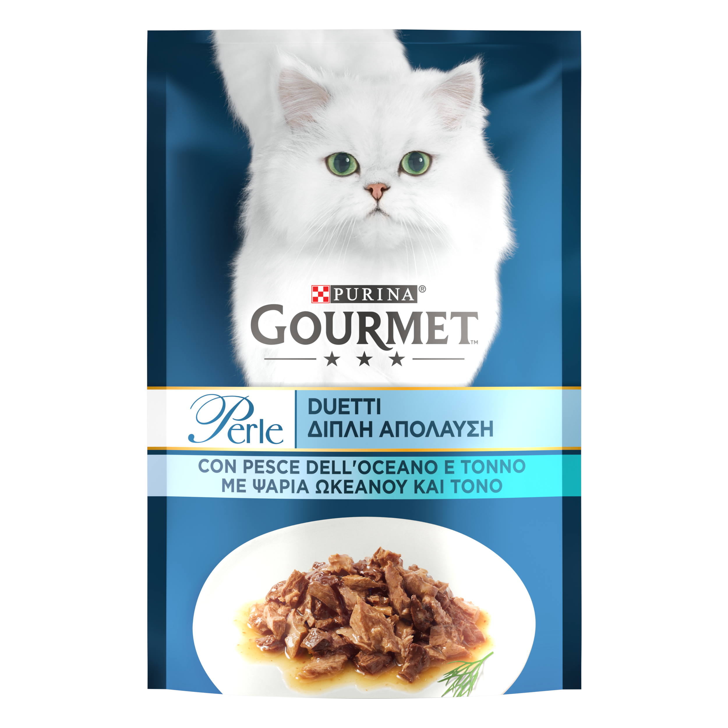 Gourmet Perle Duetti Cat Adult con Pesce dell'Oceano e Tonno 85 gr