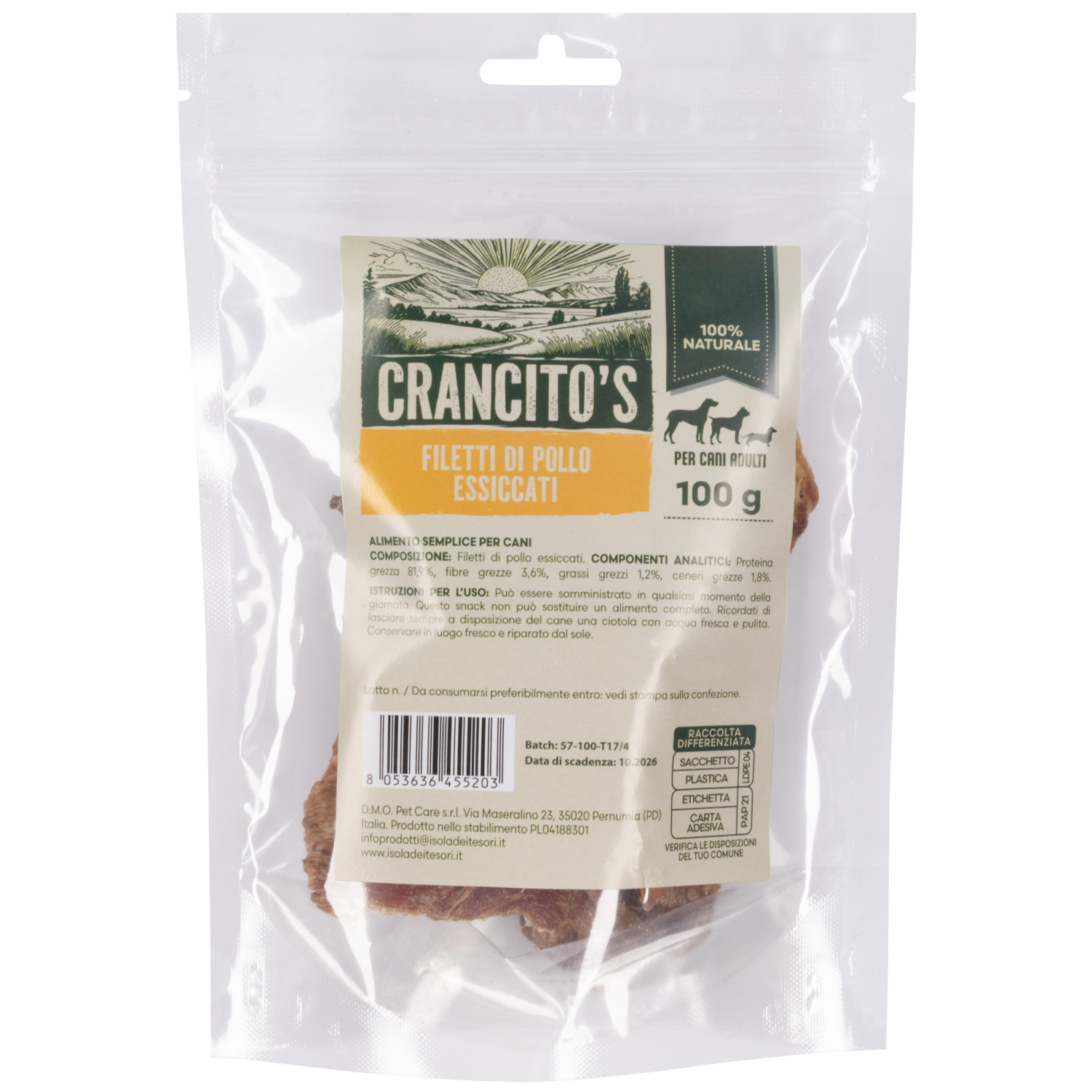 Crancito's Dog Adult Filetti di pollo essiccati 100gr
