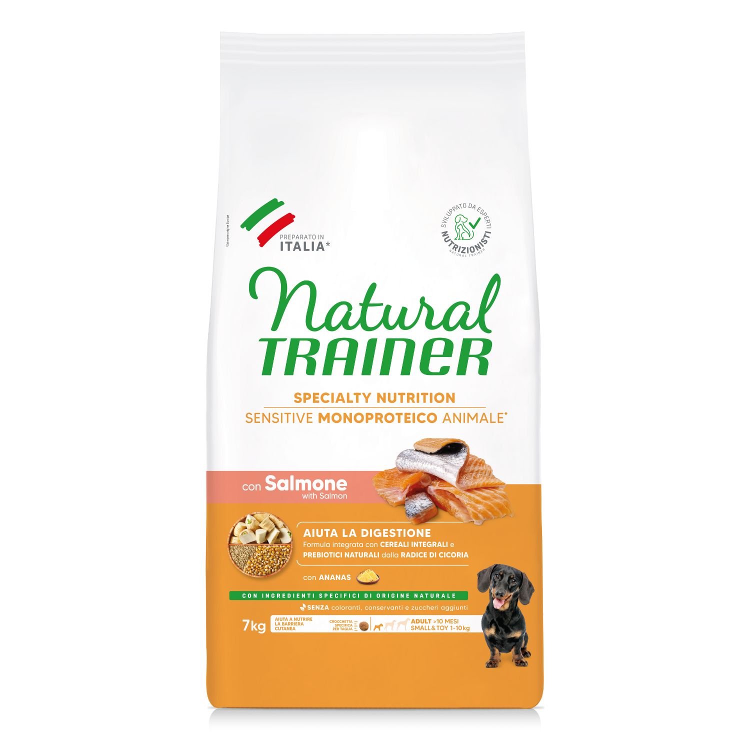 Natural Trainer Dog Adult Mini Sensitive Gluten Free con Salmone 7 kg