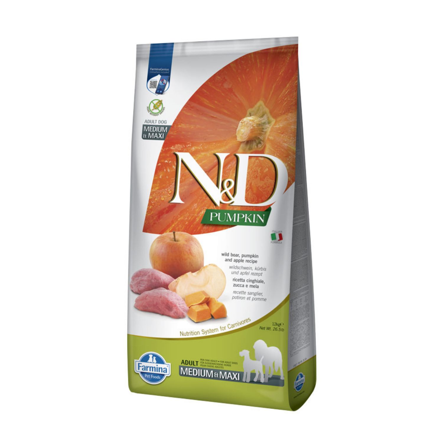 N&D Farmina Farmina N&D Pumpkin Dog Adult Medium & Maxi Cinghiale e Mela 12 kg
