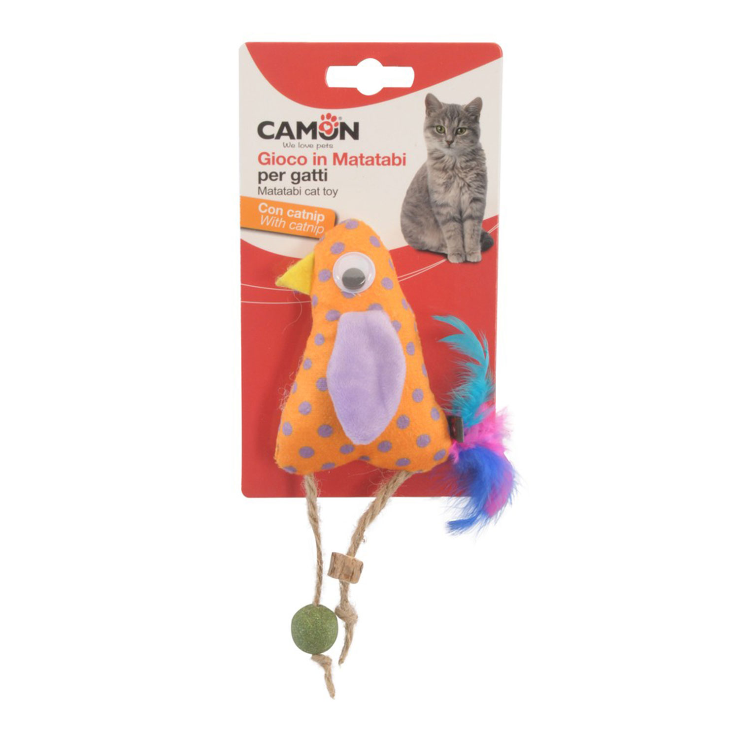 Camon Gioco per gatti pollo con matatabi e catnip 10 cm
