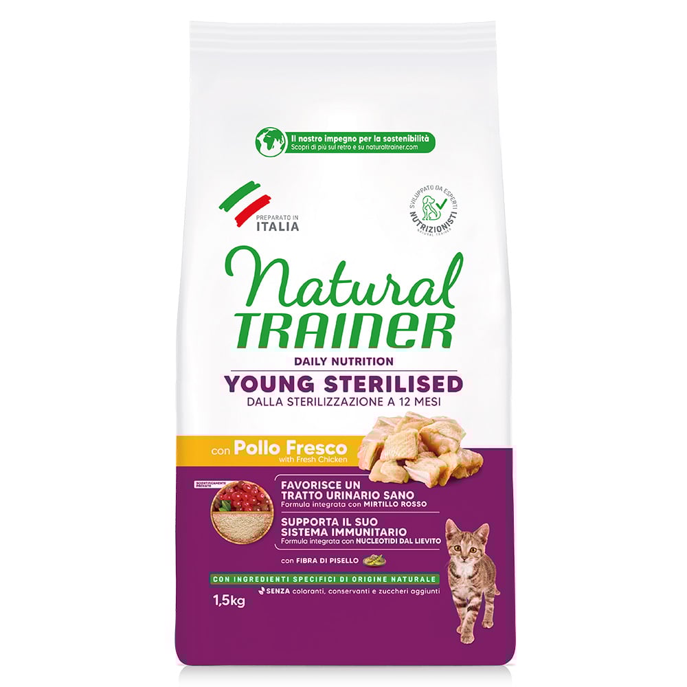 Natural Trainer Cat Young Sterilised con Pollo 1,5 kg