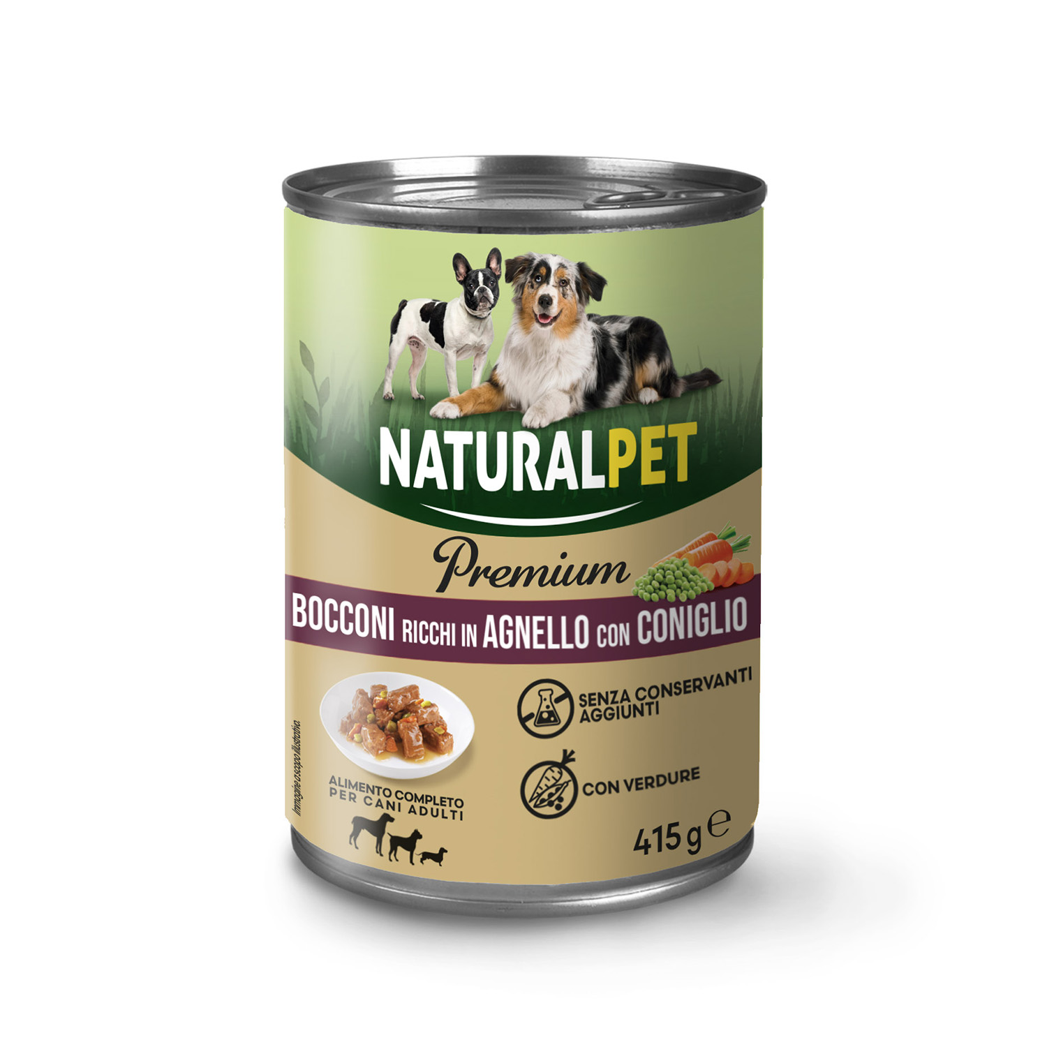 Naturalpet Premium Bocconi ricchi in agnello con coniglio 415gr