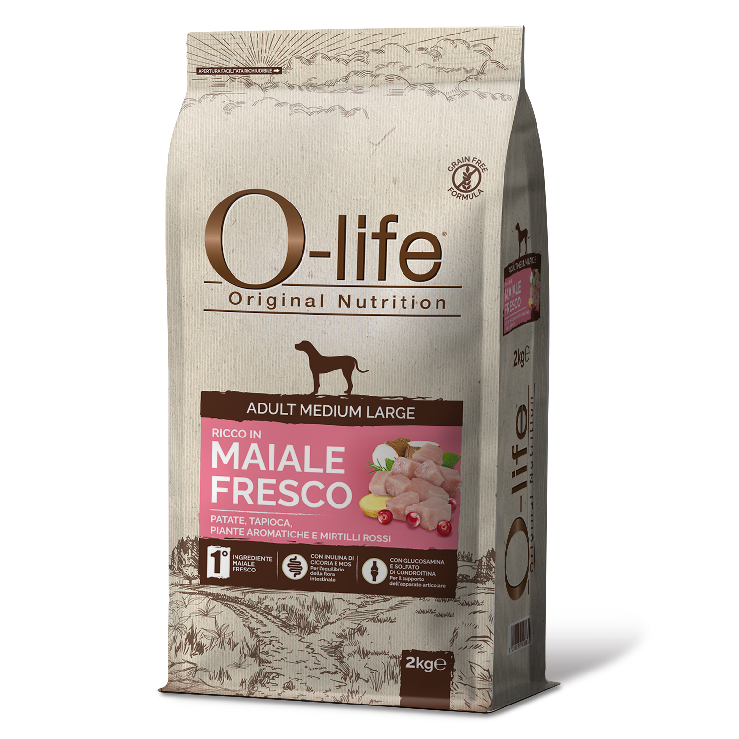 O-life Dog Puppy All Breeds con Maiale Fresco 2 kg