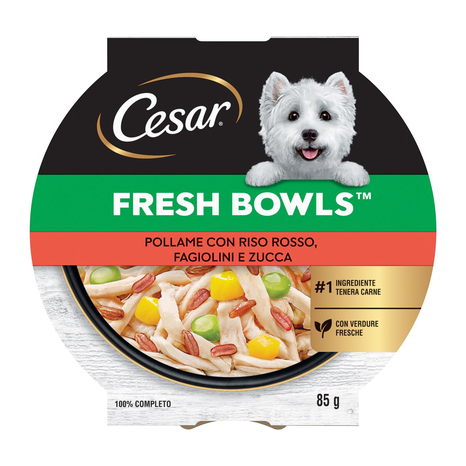 Cesar Fresh Bowls Pollame con riso rosso, fagiolini e zucca 85gr