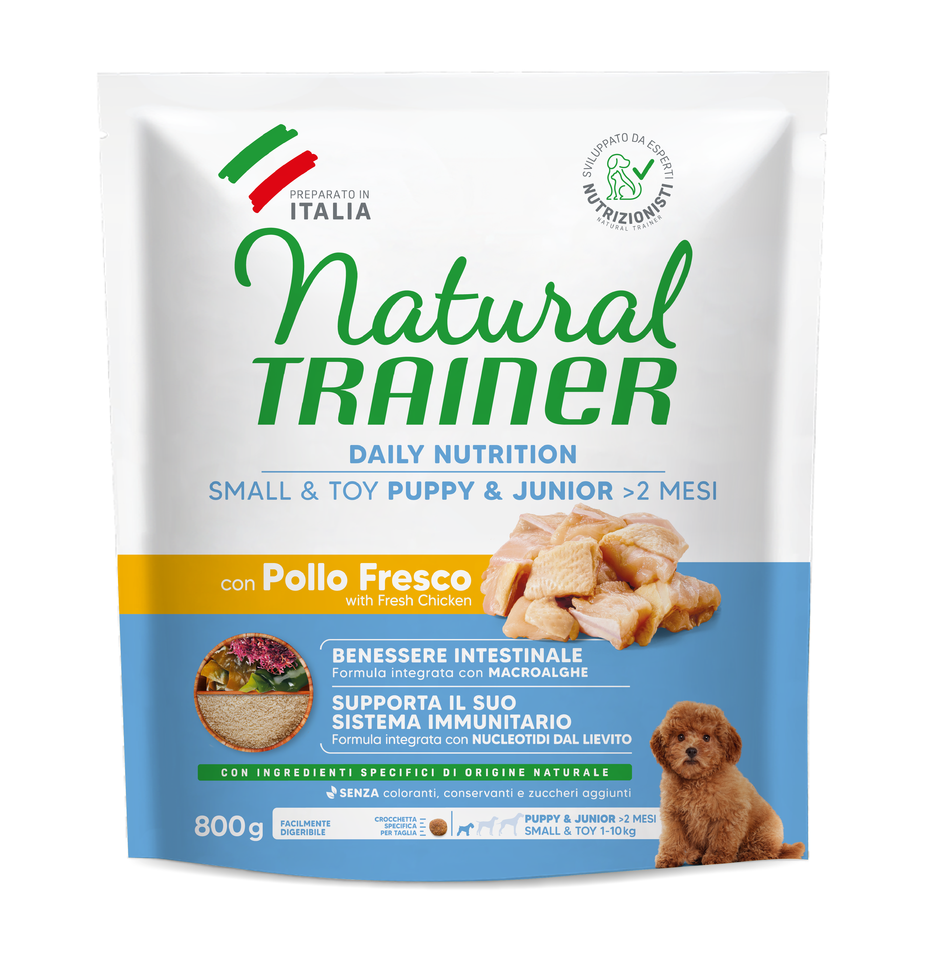 Natural Trainer Dog Adult Small & Toy Puppy & Junior con Pollo Fresco 800 gr