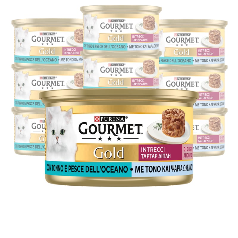Gourmet Gold Cat Adult Intrecci di Gusto Tonno & Pesce dell'Oceano 85 gr