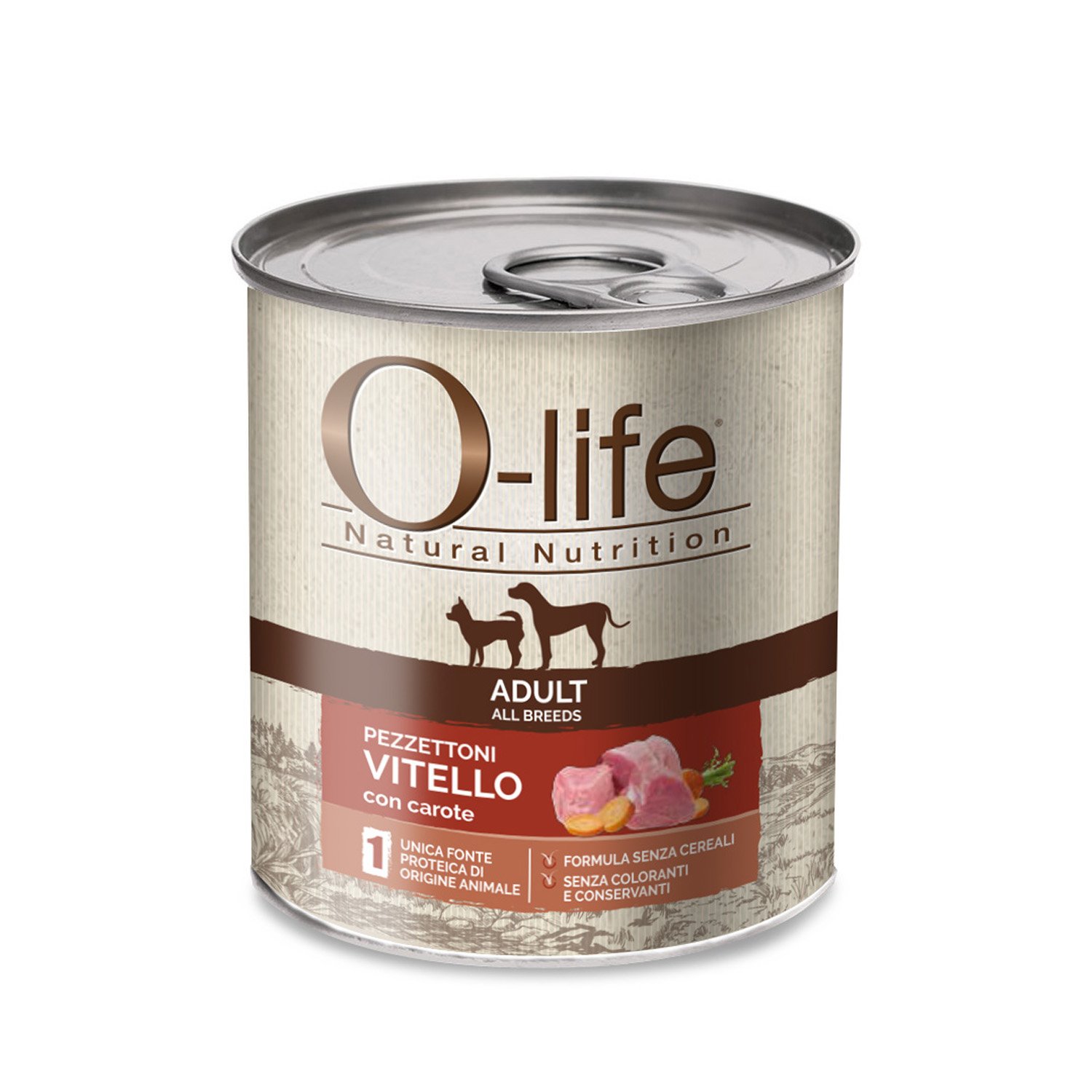 O-life Dog Adult All Breeds Pezzettoni di Vitello con Carote 400 gr